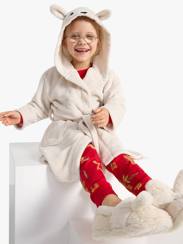 Lindex Kids' Animal Hood Fleece Robe, Beige