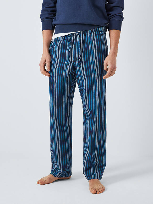 John Lewis Organic Cotton Stripe Woven Lounge Pant, Blue