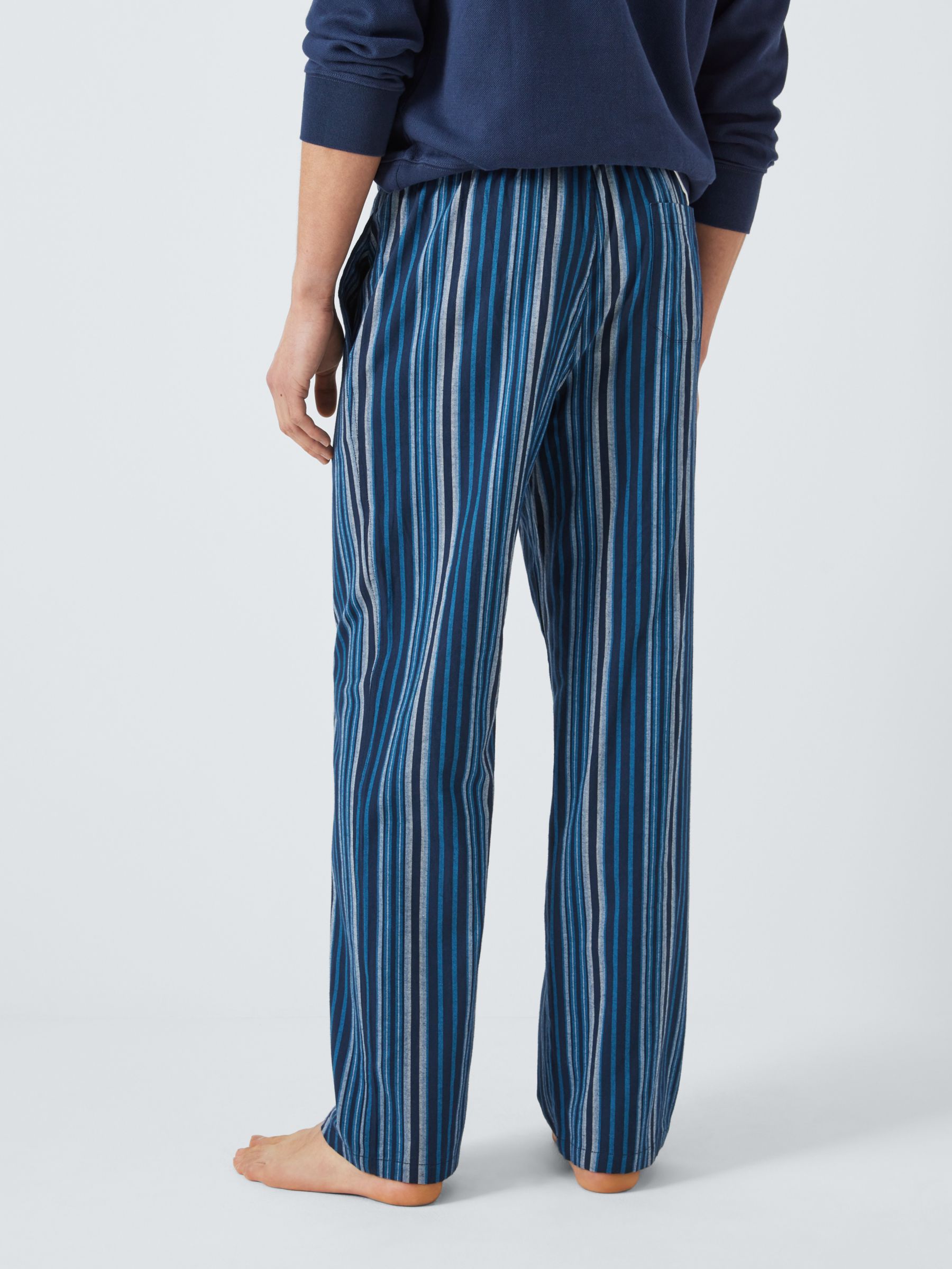 John Lewis Organic Cotton Stripe Woven Lounge Pant, Blue