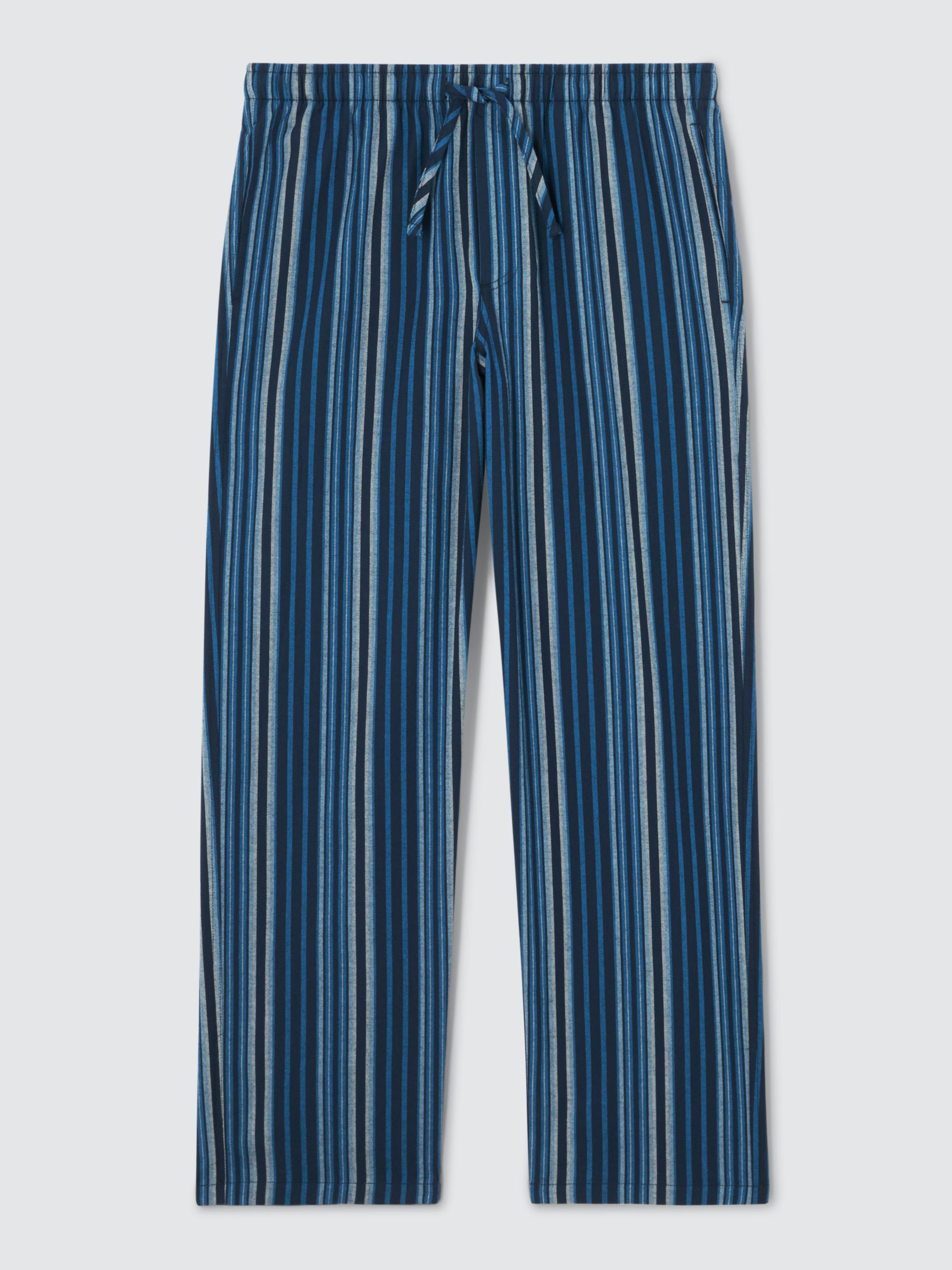 John Lewis Organic Cotton Stripe Woven Lounge Pant, Blue, S