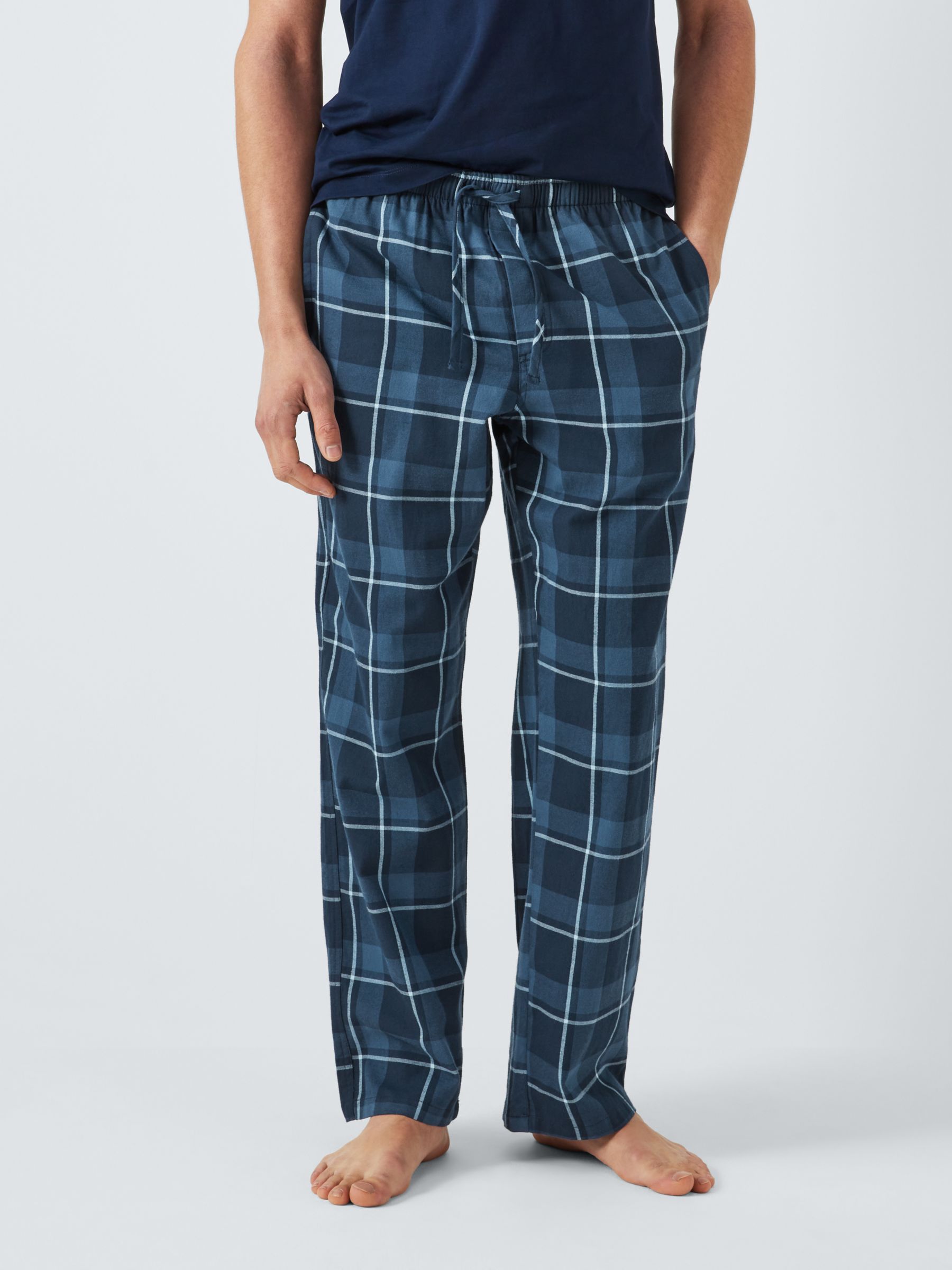 PJ Bottoms in Fine Cotton Pale Blue and Red Check