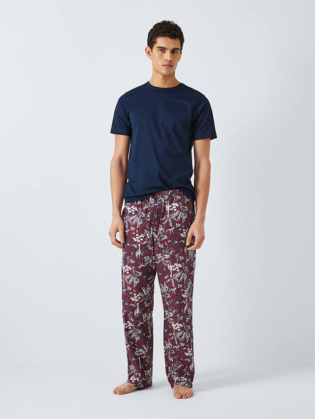 John Lewis Organic Cotton Woven Serengeti Print Lounge Pants, Red/Multi