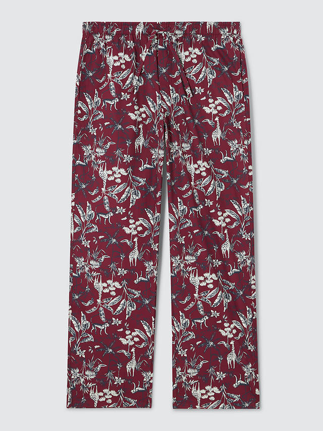 John Lewis Organic Cotton Woven Serengeti Print Lounge Pants, Red/Multi