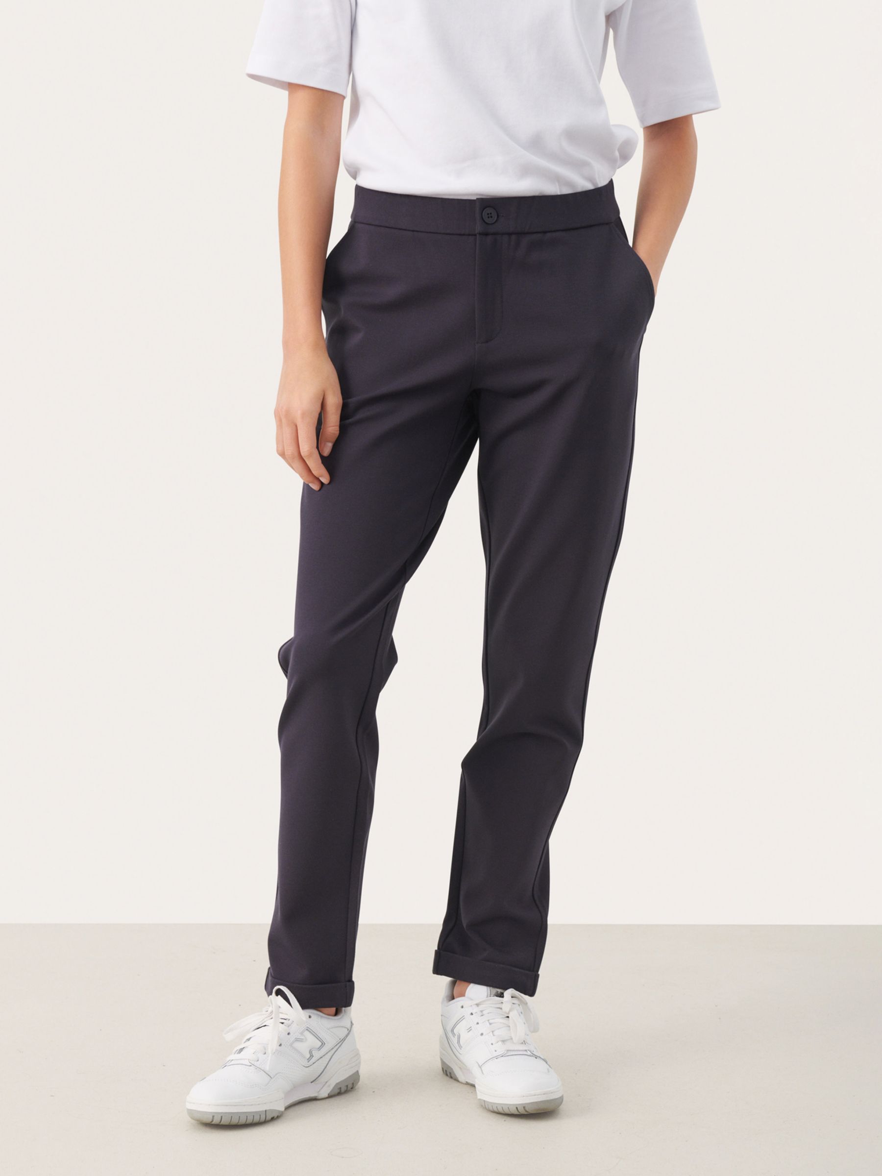 Buy Part Two Mighty Folded Cuff Slim Fit Trousers, Dark Navy Online at johnlewis.com