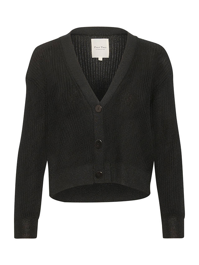 Part Two Delia V-Neck Cropped Cardigan, Black at John Lewis & Partners