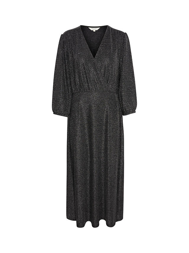 Part Two Dalmine 3/4 Sleeve Glitter Wrap Maxi Dress, Black