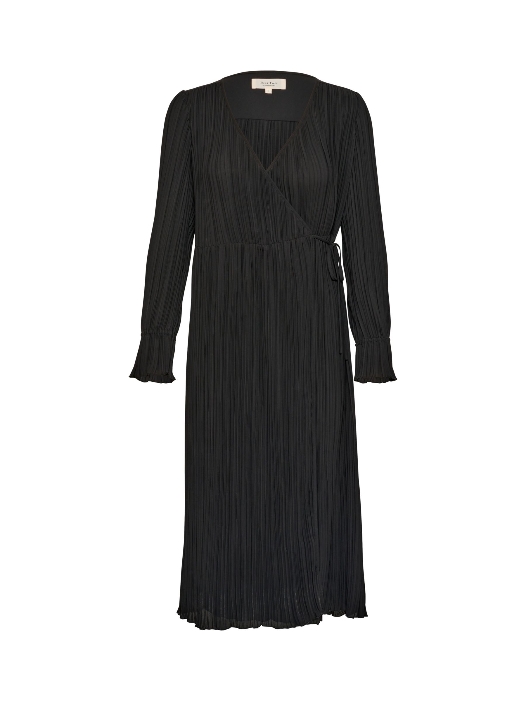 Part Two Diga Long Sleeve V-Neck Wrap Dress, Black at John Lewis & Partners