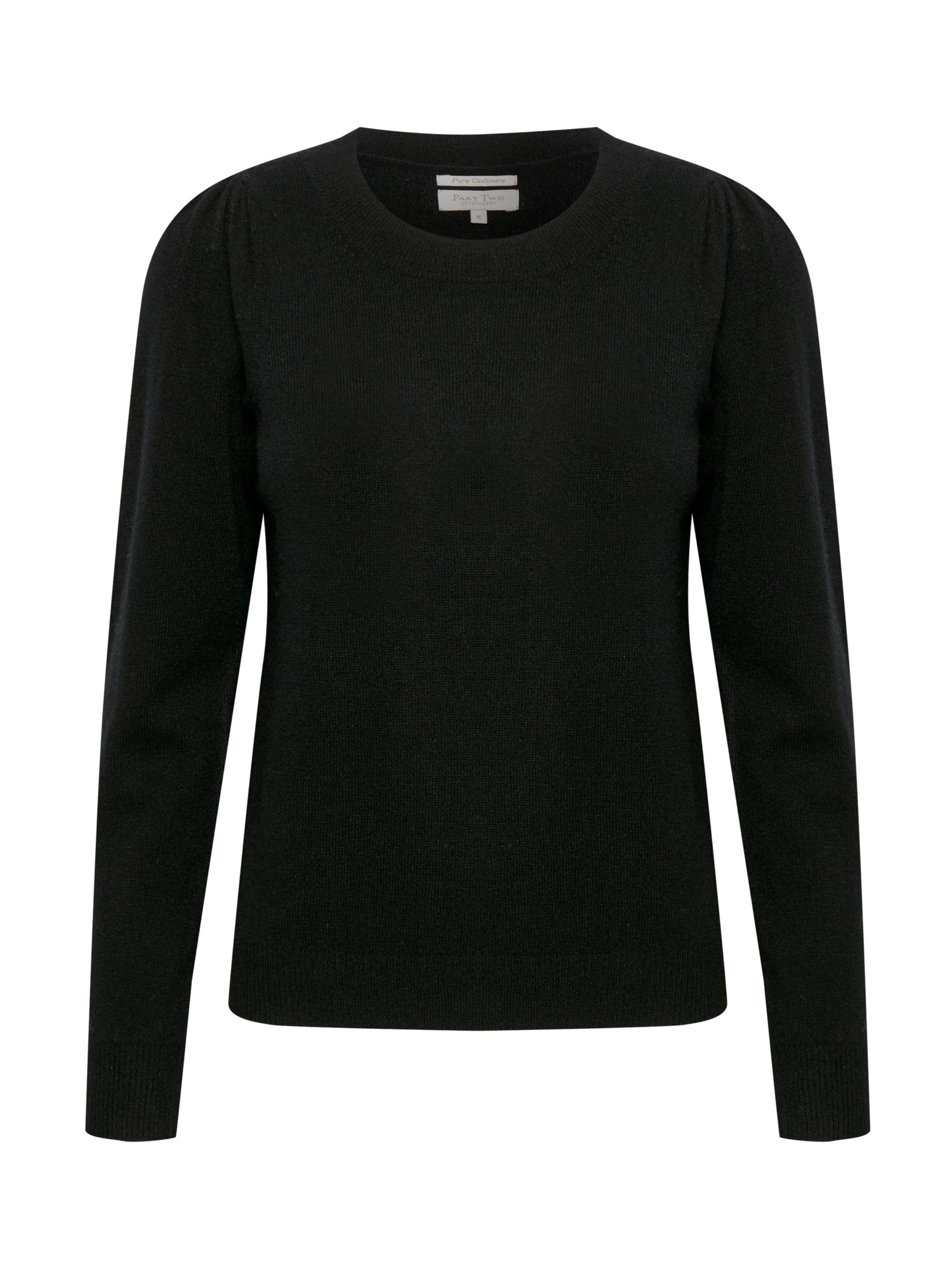 Part Two Evina Crew Neck Cashmere Top, Black at John Lewis & Partners