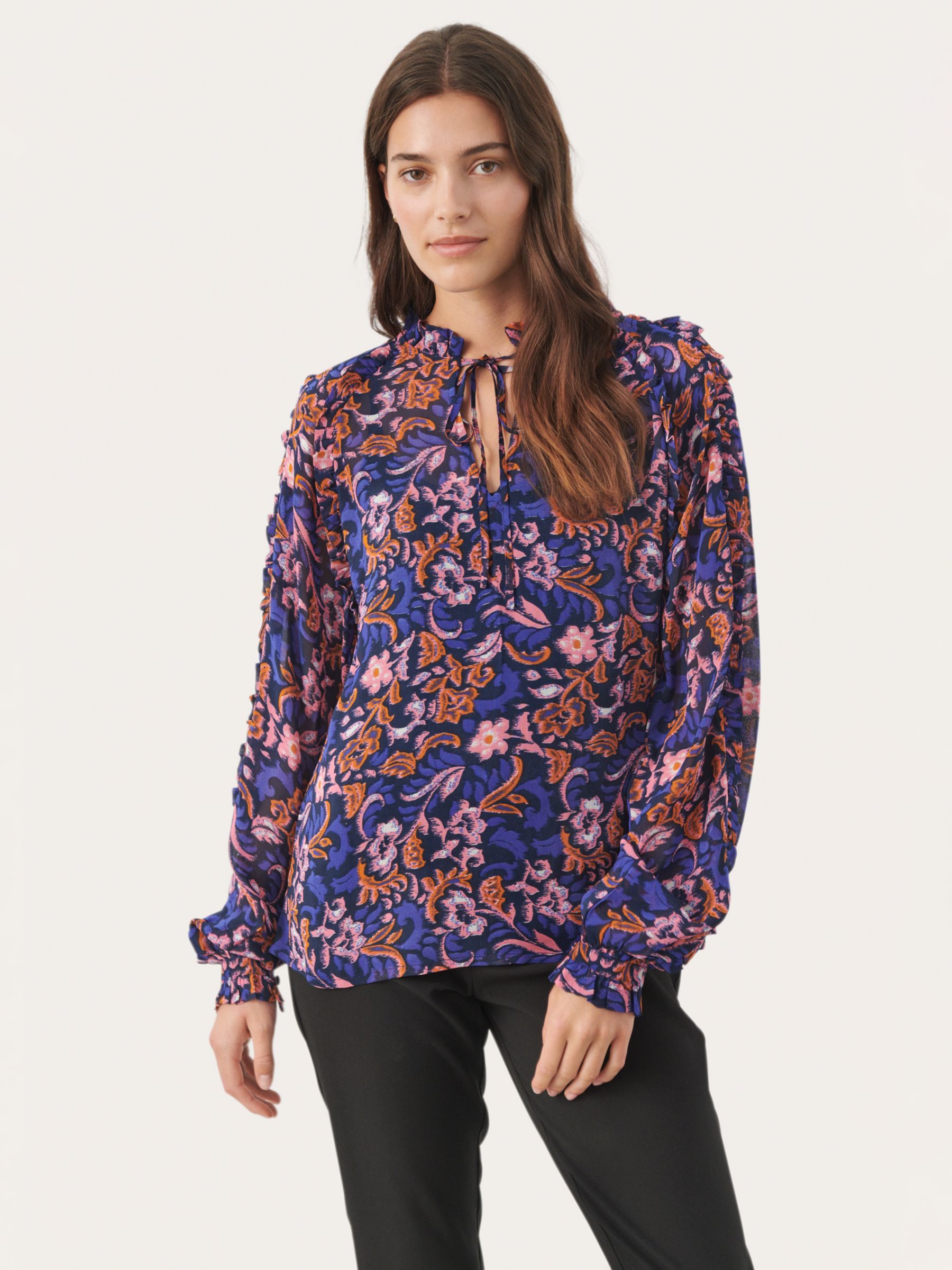 Part Two Dinna Ditsy Print Blouse, Midnight Sail at John Lewis & Partners