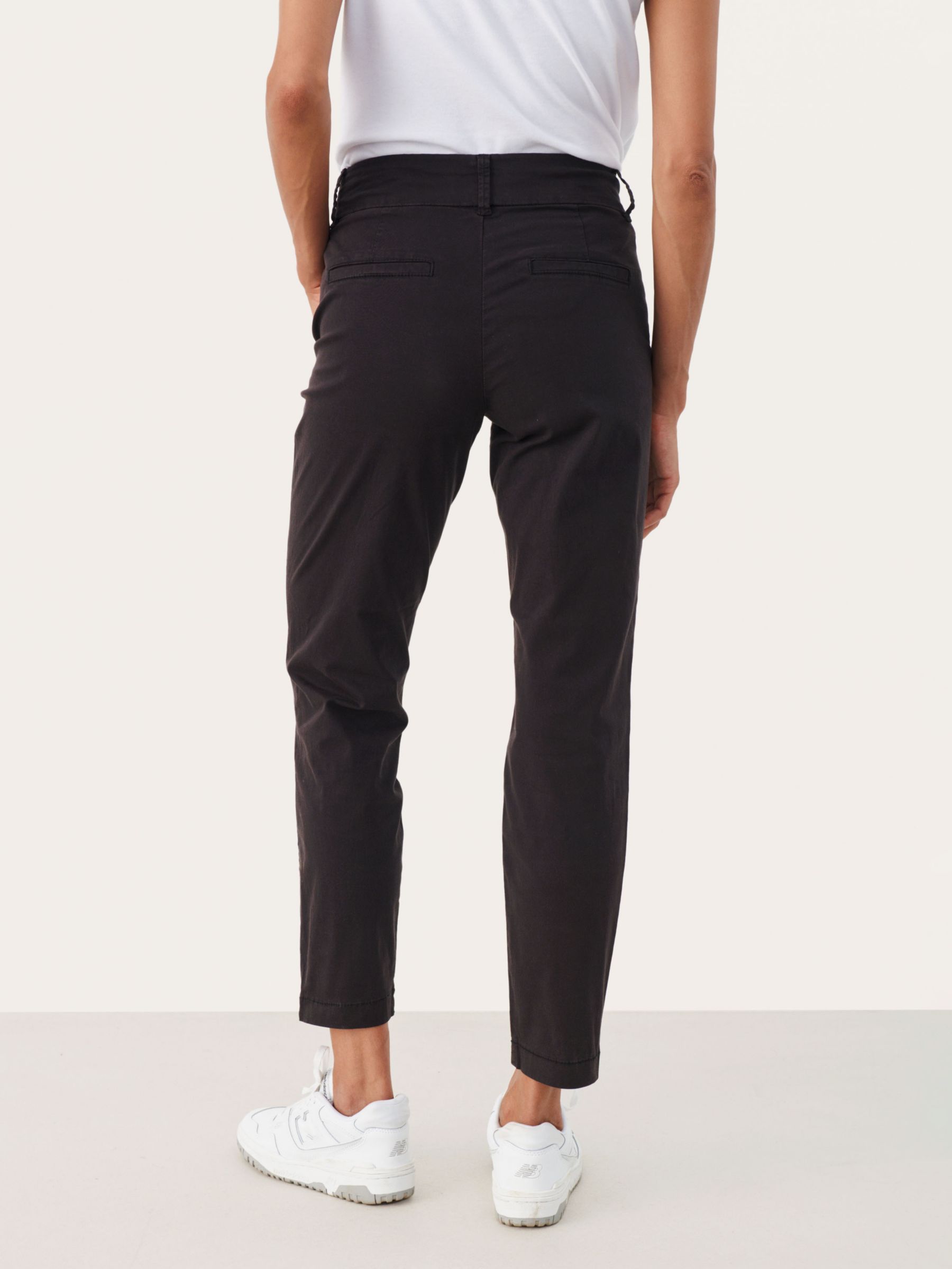 Part Two Soffys Cropped Chino Trousers, Black at John Lewis & Partners