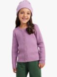 Lindex Kids' Ribbed Long Sleeve Cardigan, Lilac