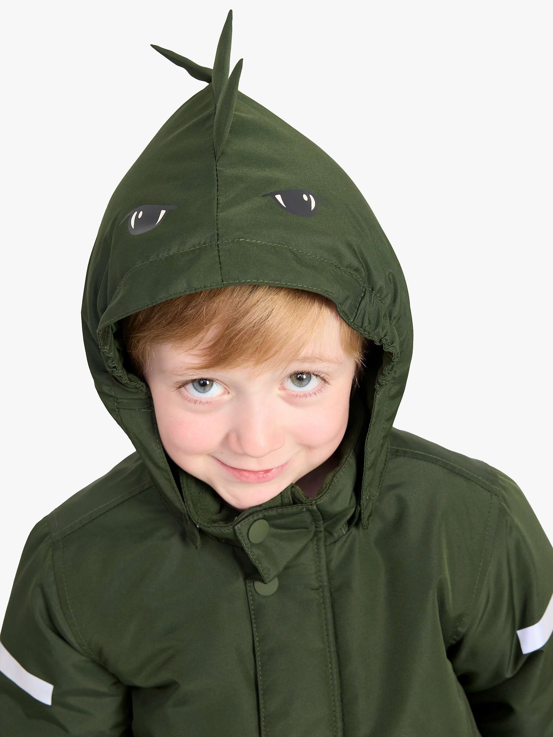 Buy Lindex Kids' Dinosaur Padded Hooded Jacket, Green Online at johnlewis.com