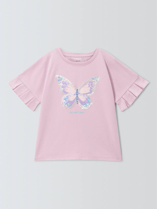 John Lewis Kids' Sequin Butterfly T-Shirt, Winsome Orchid