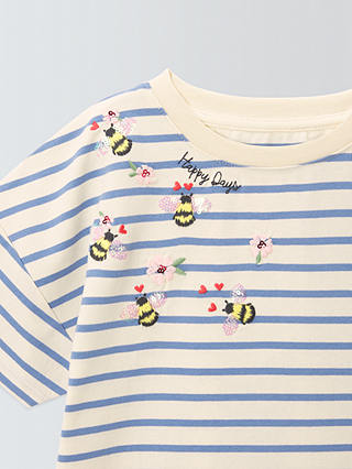 John Lewis Kids' Bee Stripe T-Shirt, Blue Bonnet