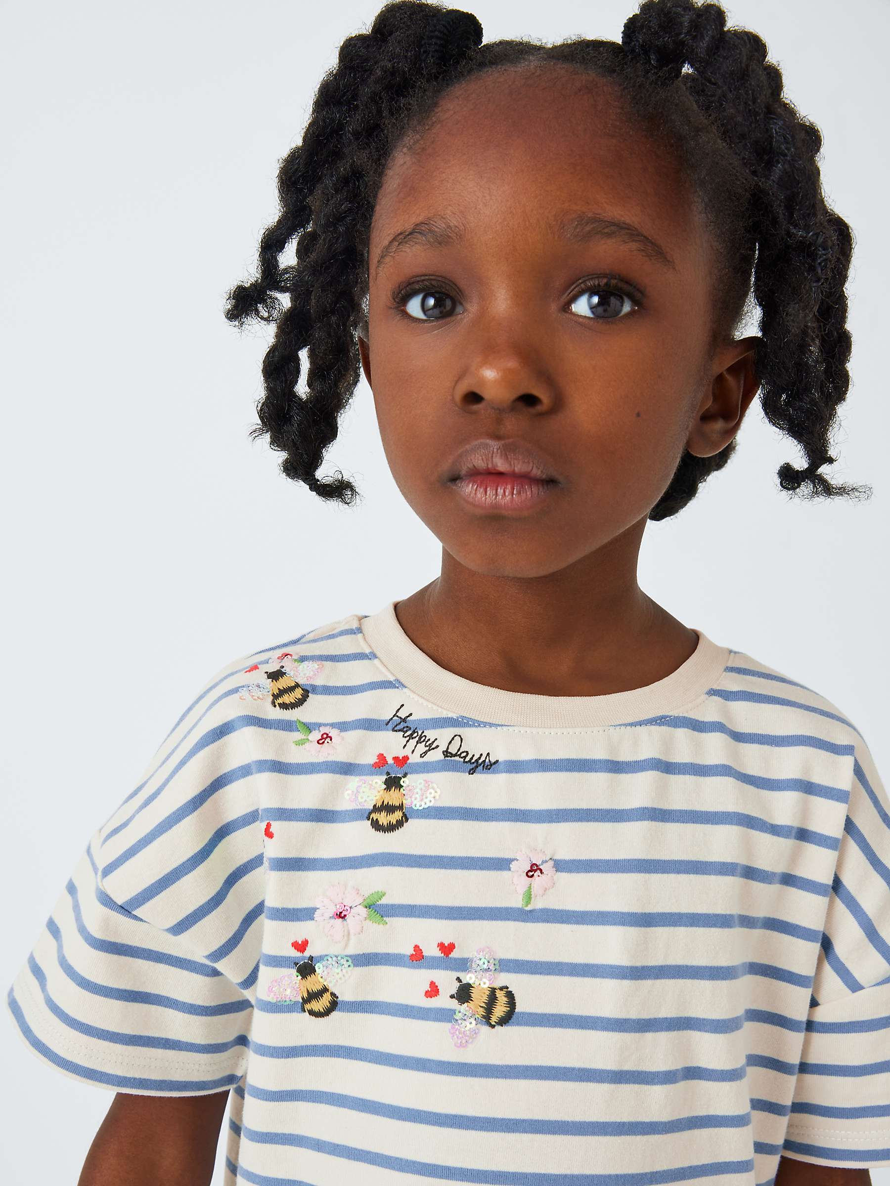 Buy John Lewis Kids' Bee Stripe T-Shirt, Blue Bonnet Online at johnlewis.com