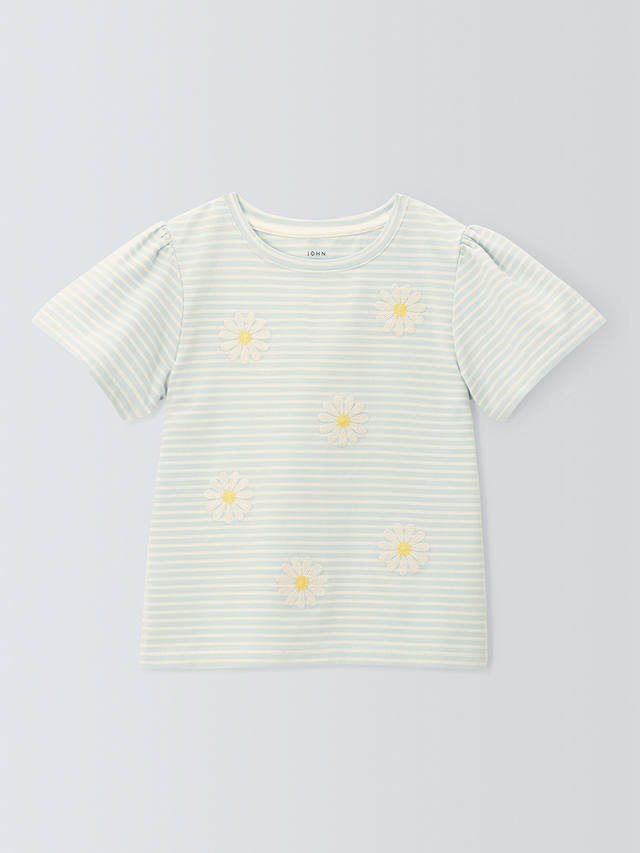 John Lewis Kids' Daisy Stripe T-Shirt, Skyway