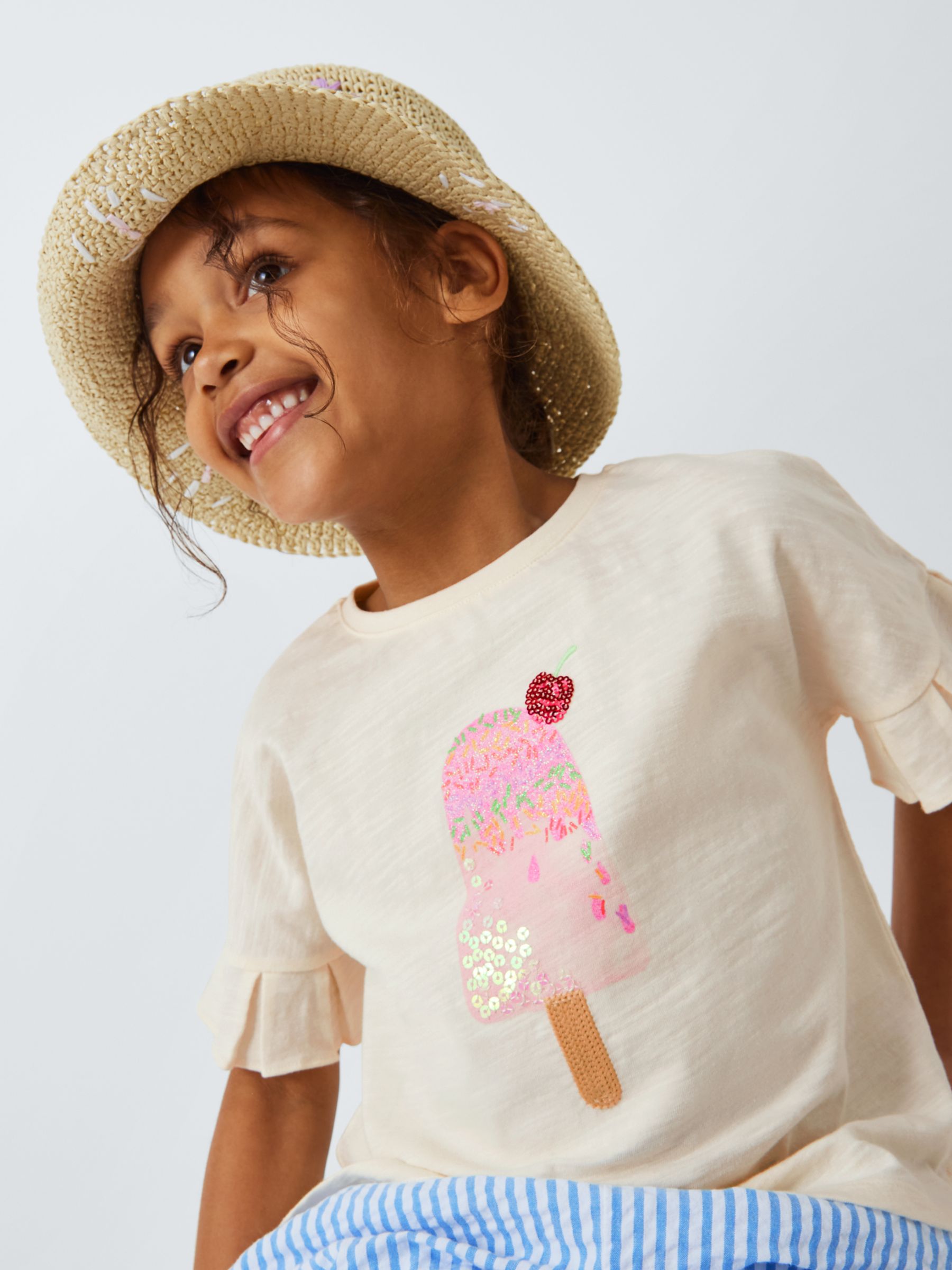 Buy John Lewis Kids' Sequin Ice Lolly T-Shirt, Gardenia Online at johnlewis.com