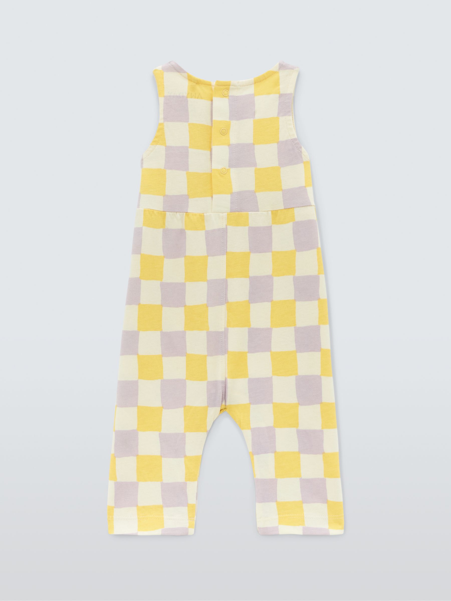 John Lewis ANYDAY Baby Checker Romper, Yellow, 3-6 months