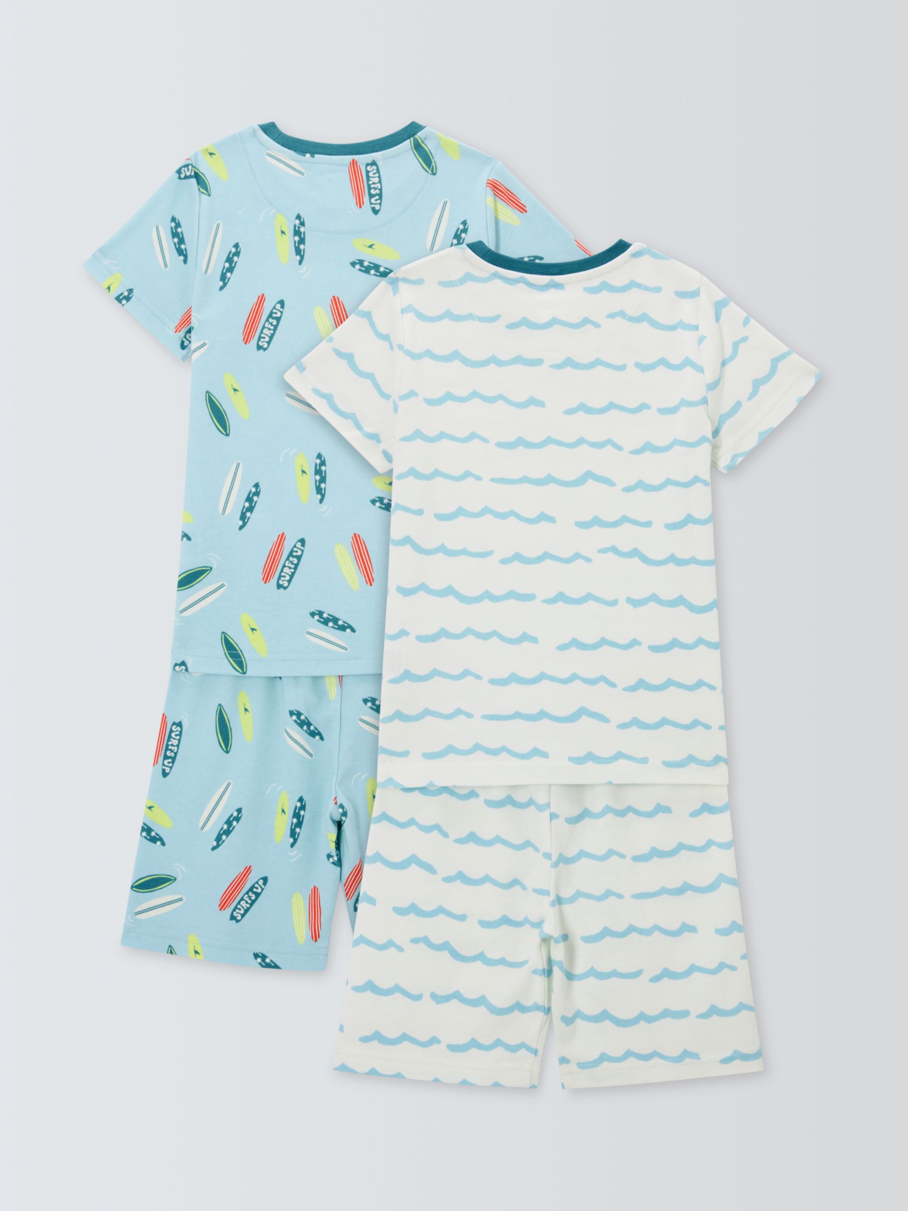 Buy John Lewis Kids' Surf Print Shorts Pyjamas, Pack of 2, Blue/Multi Online at johnlewis.com