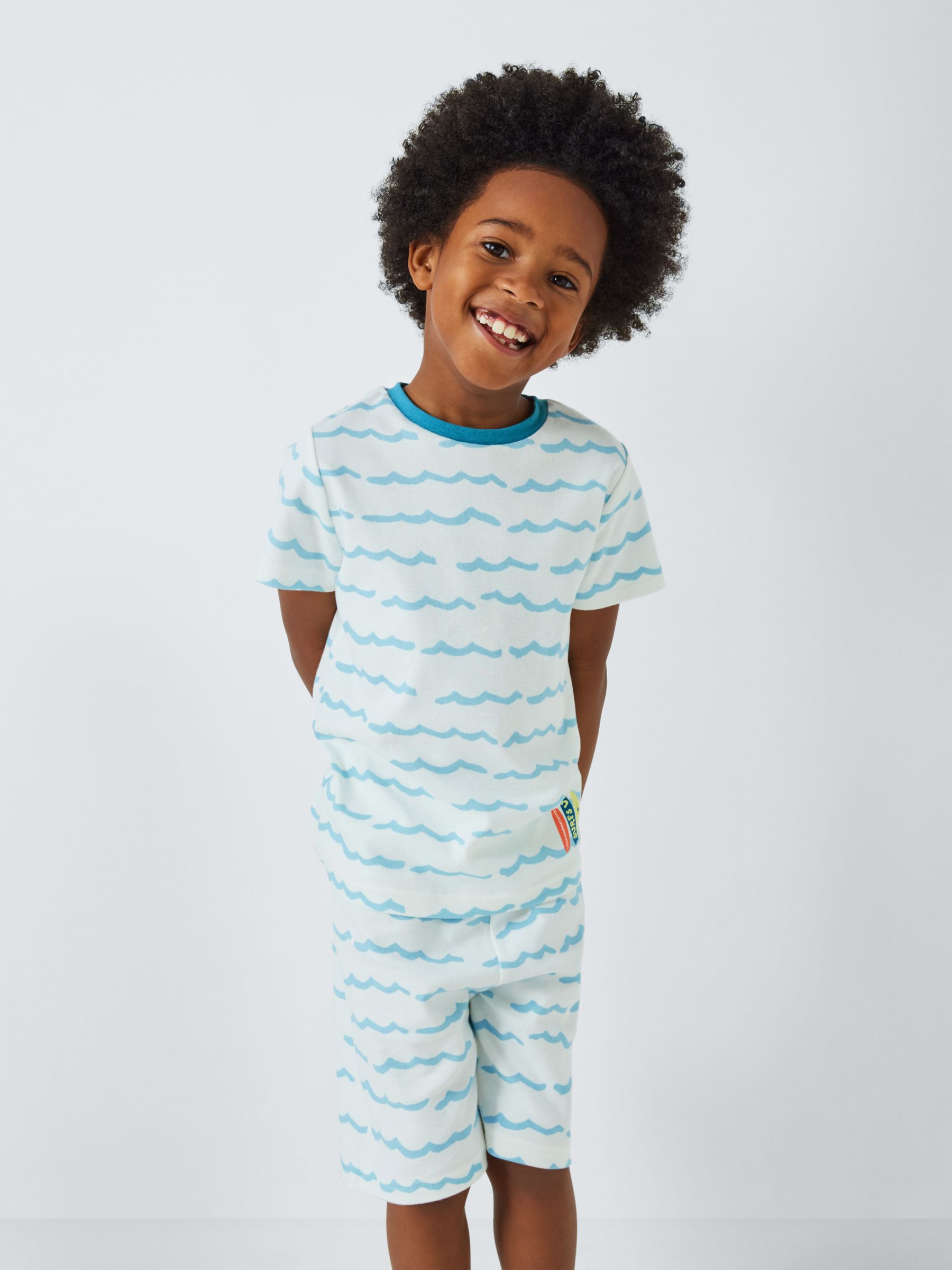 Buy John Lewis Kids' Surf Print Shorts Pyjamas, Pack of 2, Blue/Multi Online at johnlewis.com