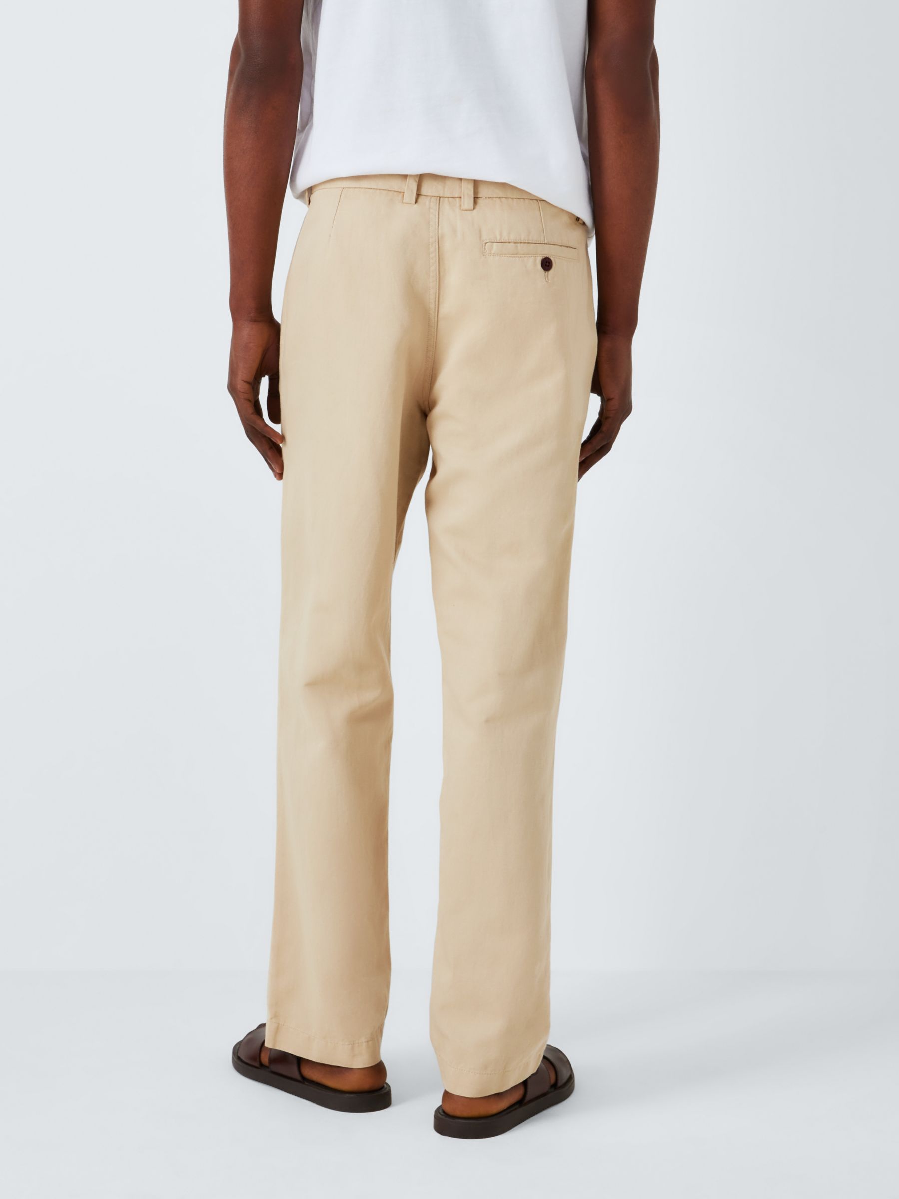 John Lewis Straight Fit Cotton Linen Chinos, Natural, 38S