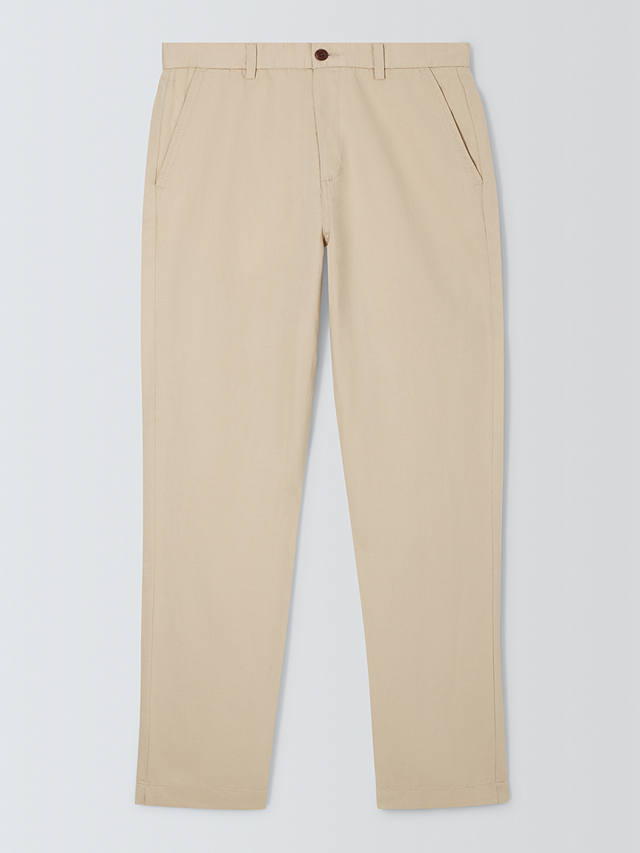 John Lewis Straight Fit Cotton Linen Chinos, Natural
