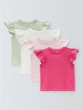 John Lewis Kids' Frill Sleeve Tops, Pack of 4, Pink/Multi