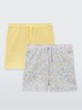 John Lewis Kids' Jersey Plain/Floral Shorts, Pack of 2, Yellow