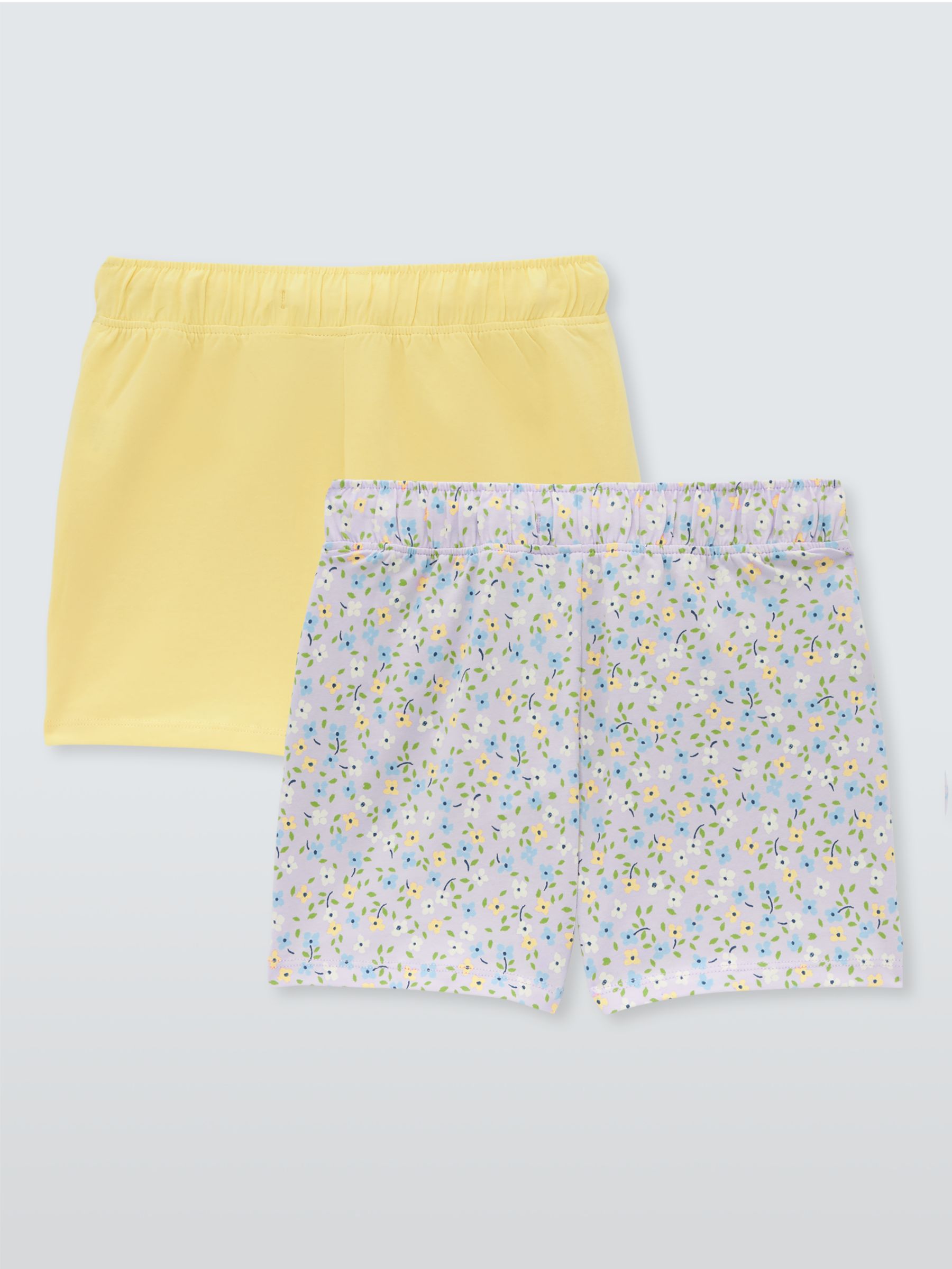 John Lewis Kids' Jersey Plain/Floral Shorts, Pack of 2, Multi, 7 years