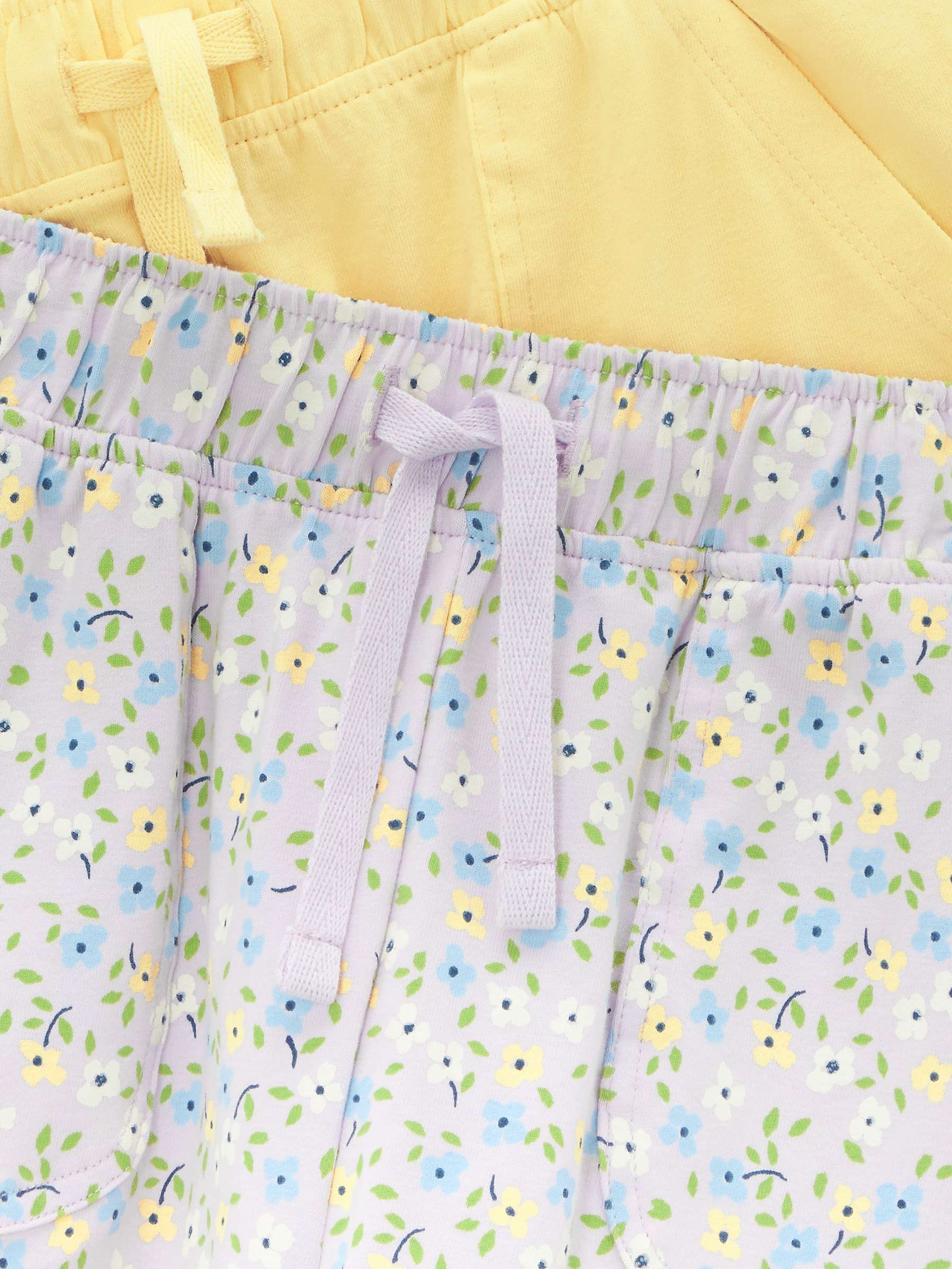 Buy John Lewis Kids' Jersey Plain/Floral Shorts, Pack of 2, Yellow Online at johnlewis.com