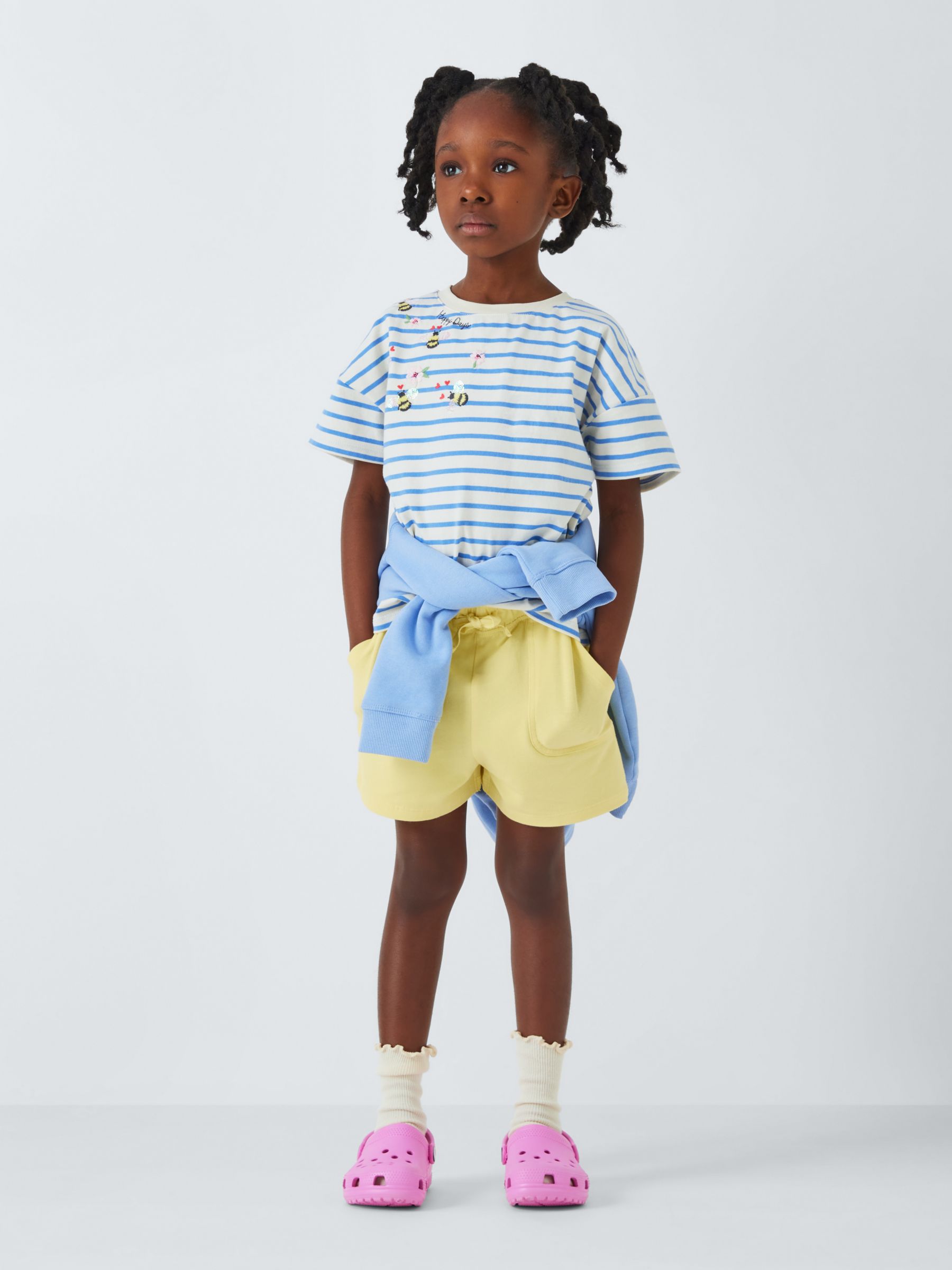 John Lewis Kids' Jersey Plain/Floral Shorts, Pack of 2, Multi, 7 years