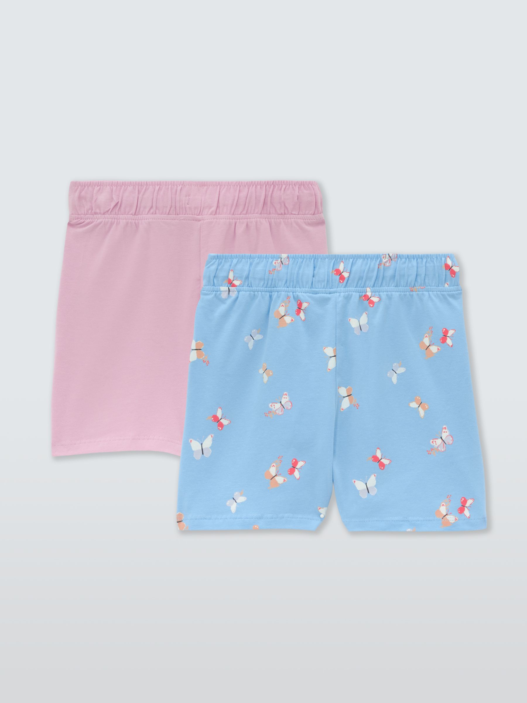 John Lewis Kids' Jersey Plain/Butterfly Shorts, Pack of 2, Multi, 7 years