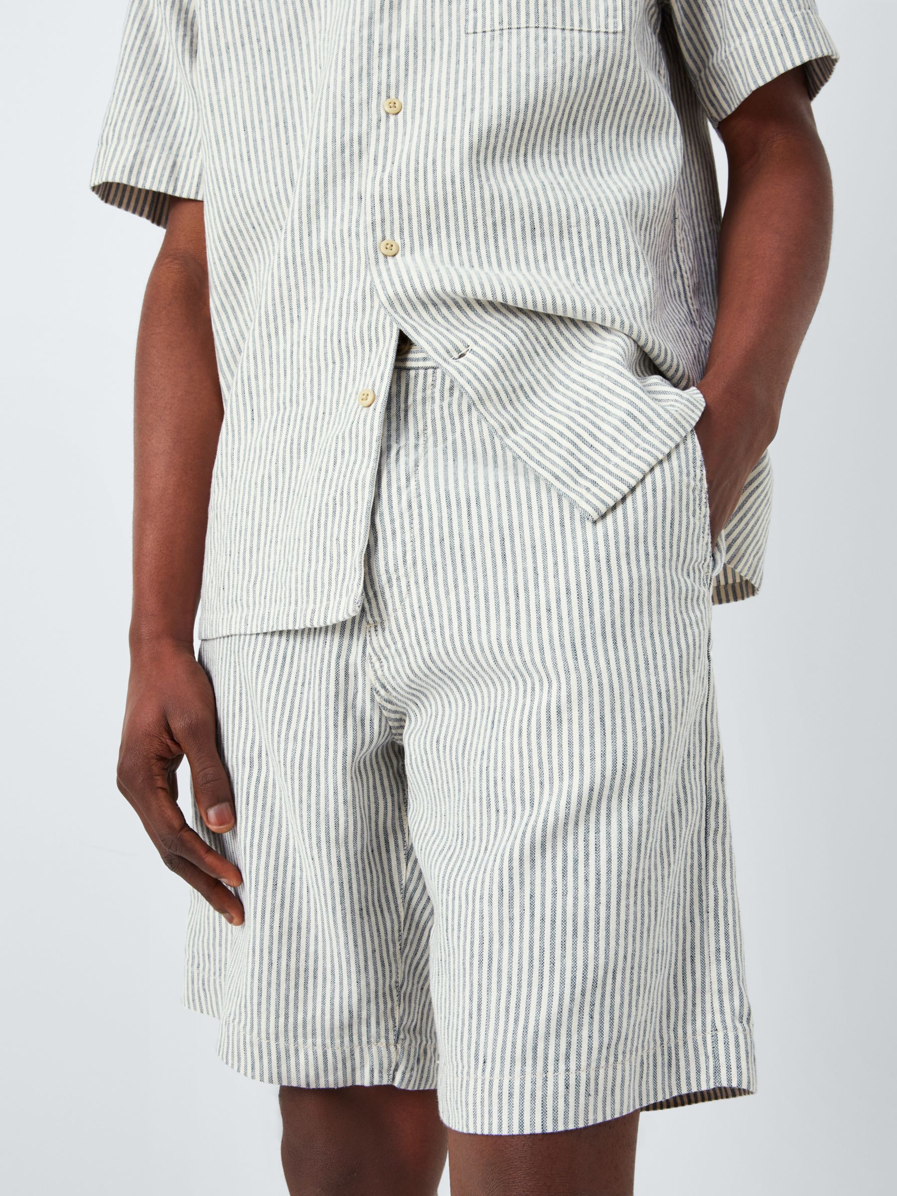 Buy John Lewis Linen Blend Stripe Shorts, Navy/White Online at johnlewis.com