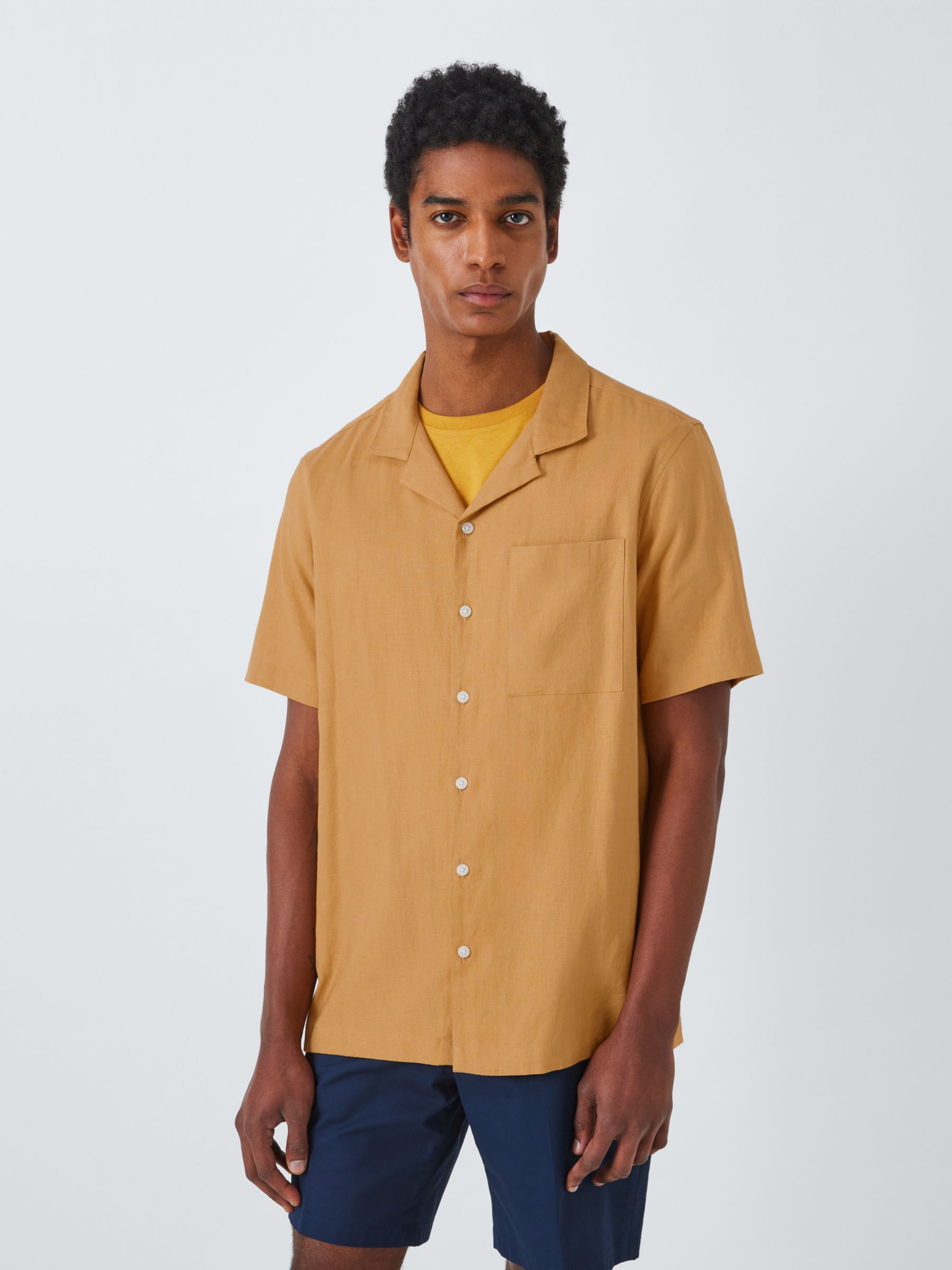 Buy Men's Mould Linen Yellow Shirt Online