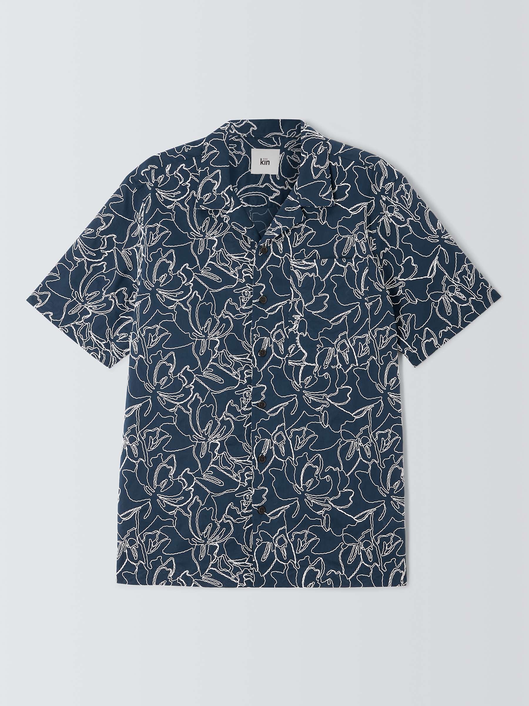 Buy Kin Short Sleeve All Embroidery Shirt, Navy/White Online at johnlewis.com
