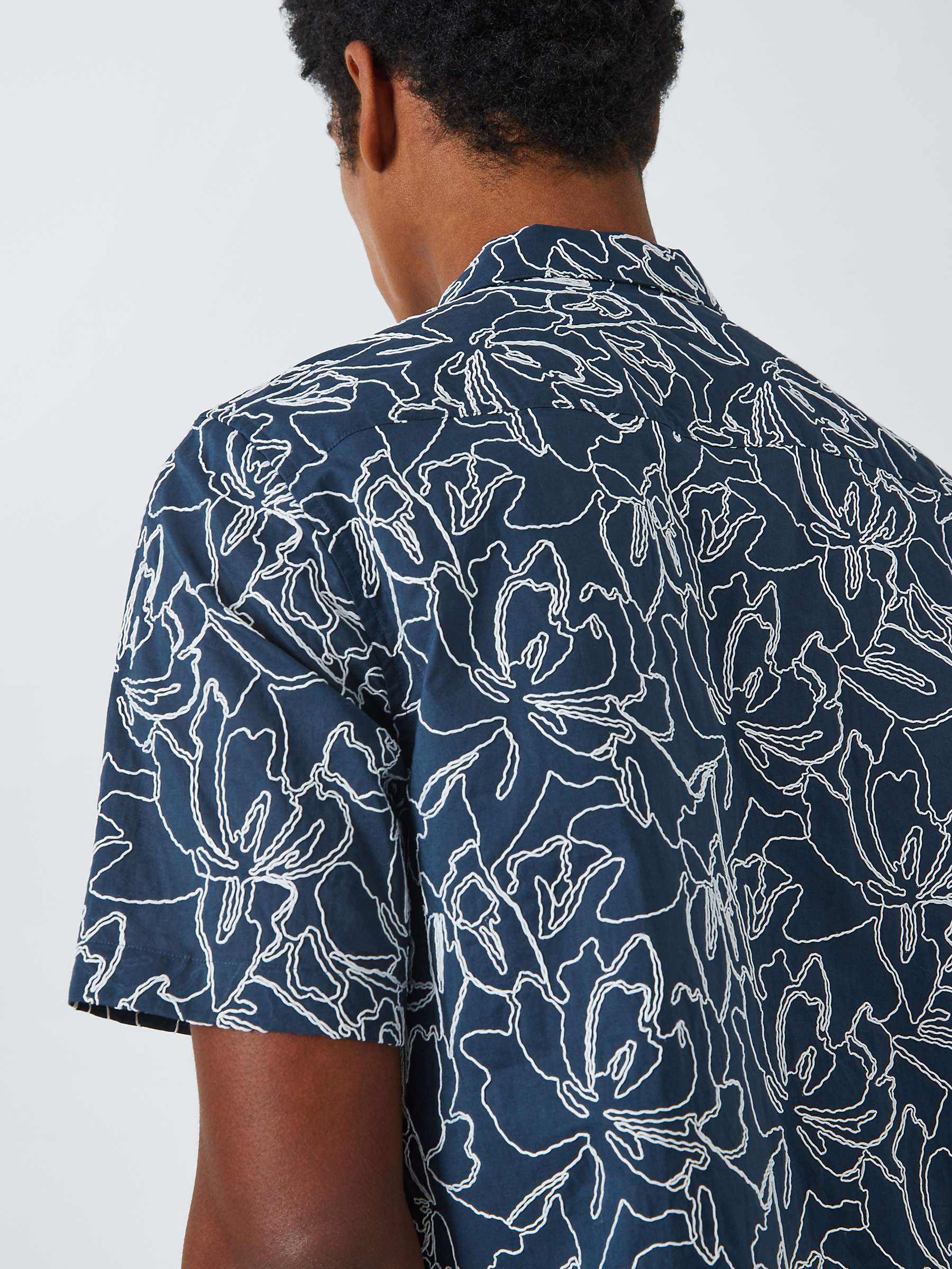Buy Kin Short Sleeve All Embroidery Shirt, Navy/White Online at johnlewis.com