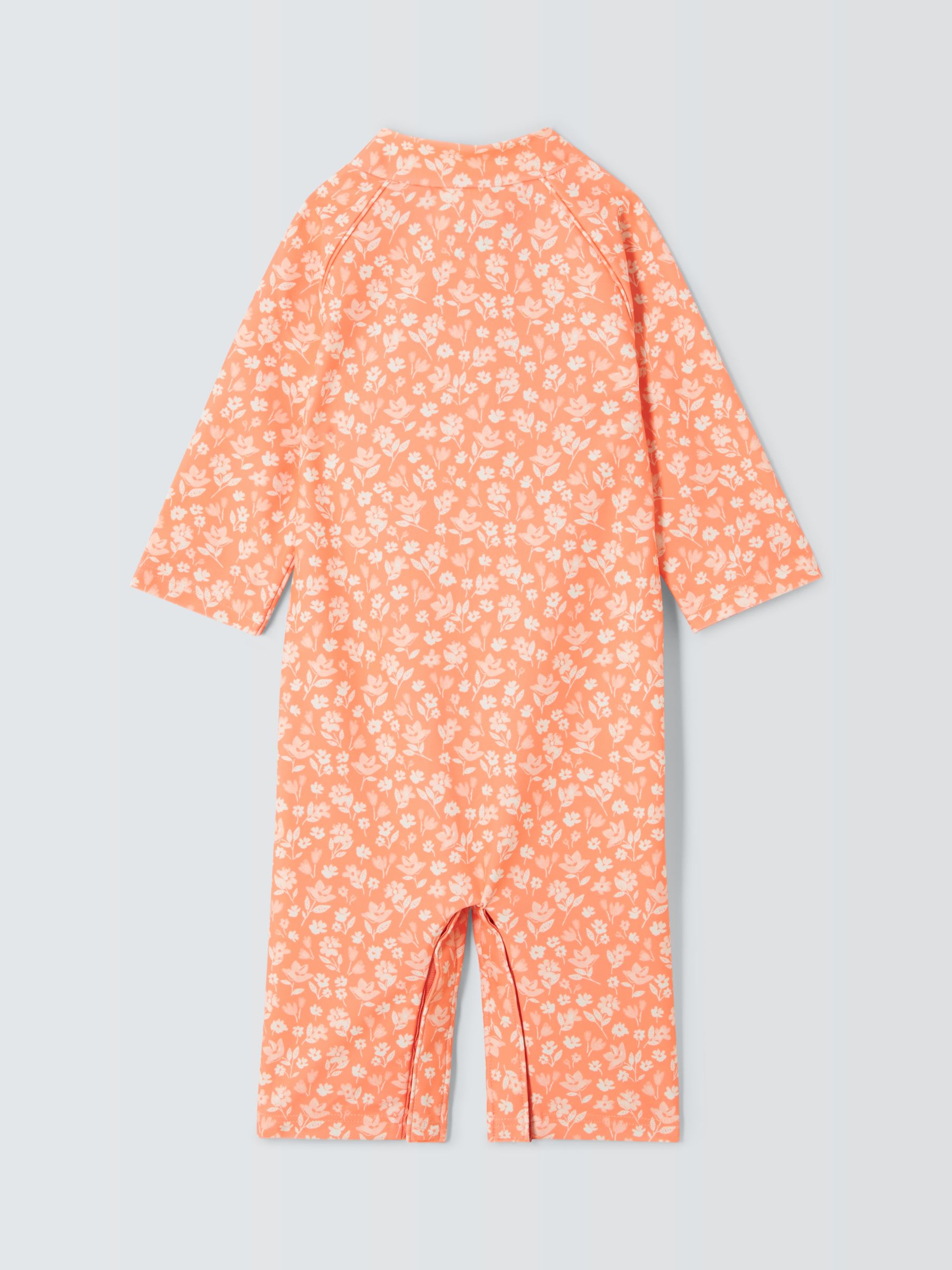John Lewis Baby Floral Sunpro Swimsuit, Coral, 3-6 months
