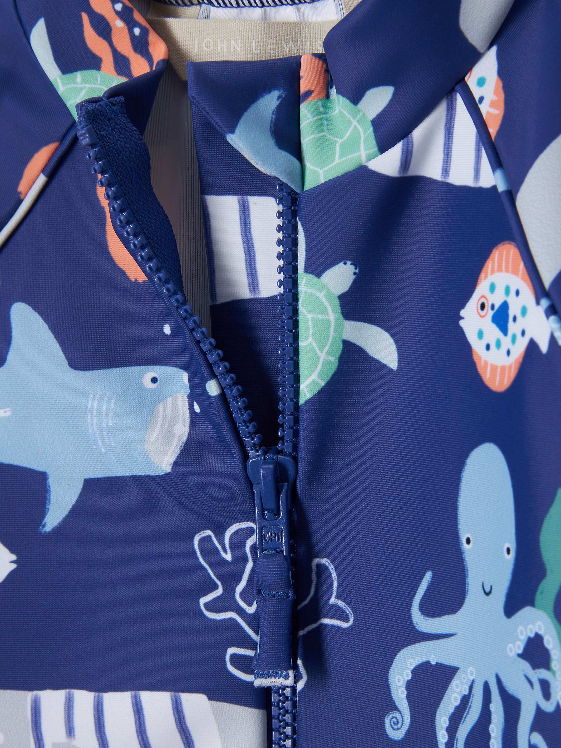 Buy John Lewis Baby Fishing Print Sunpro Swimsuit, Navy Online at johnlewis.com