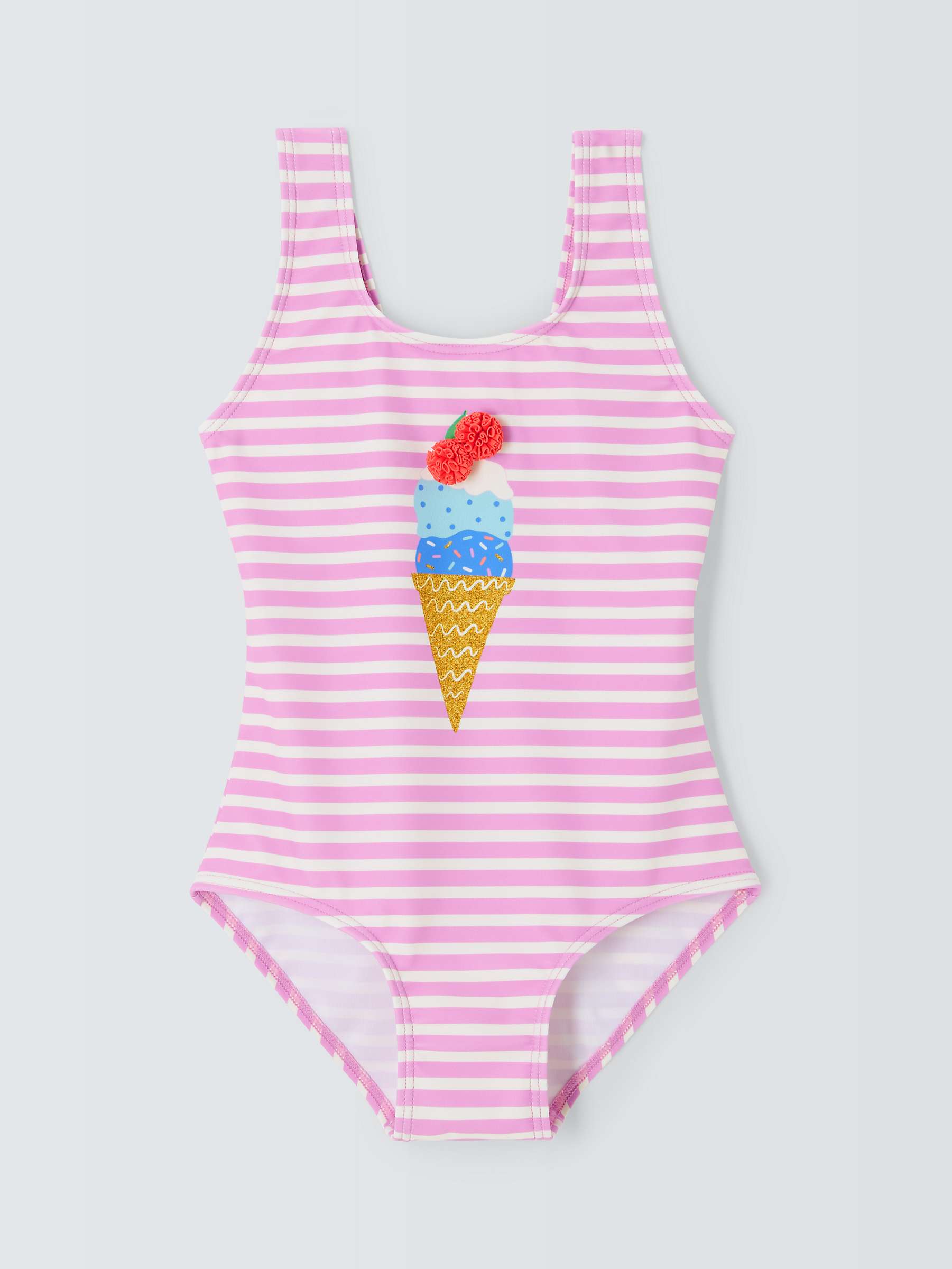 Buy John Lewis Kids' Stripe Ice Cream Swimsuit, Pink/Multi Online at johnlewis.com