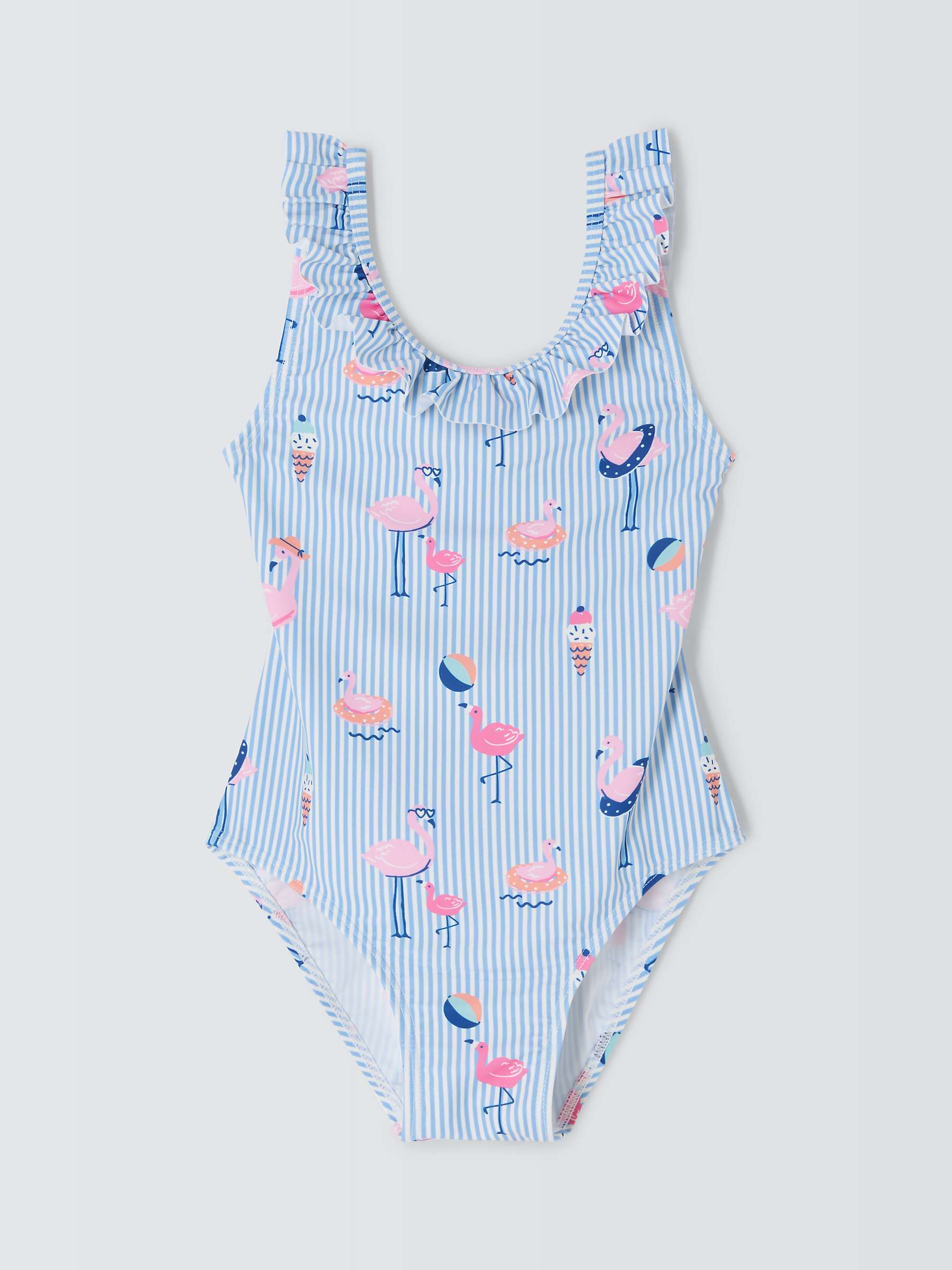 Buy John Lewis Kids' Stripe Flamingo Swimsuit, Blue/Multi Online at johnlewis.com