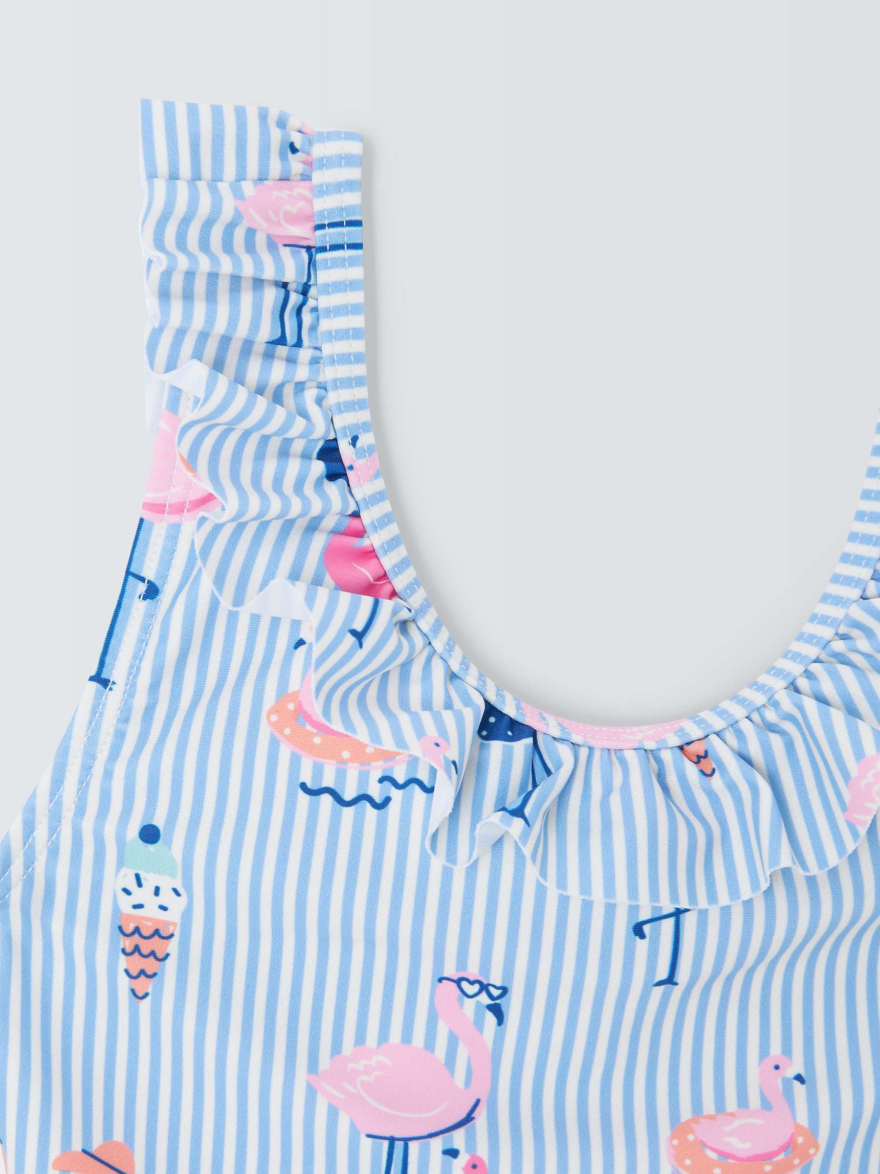 Buy John Lewis Kids' Stripe Flamingo Swimsuit, Blue/Multi Online at johnlewis.com