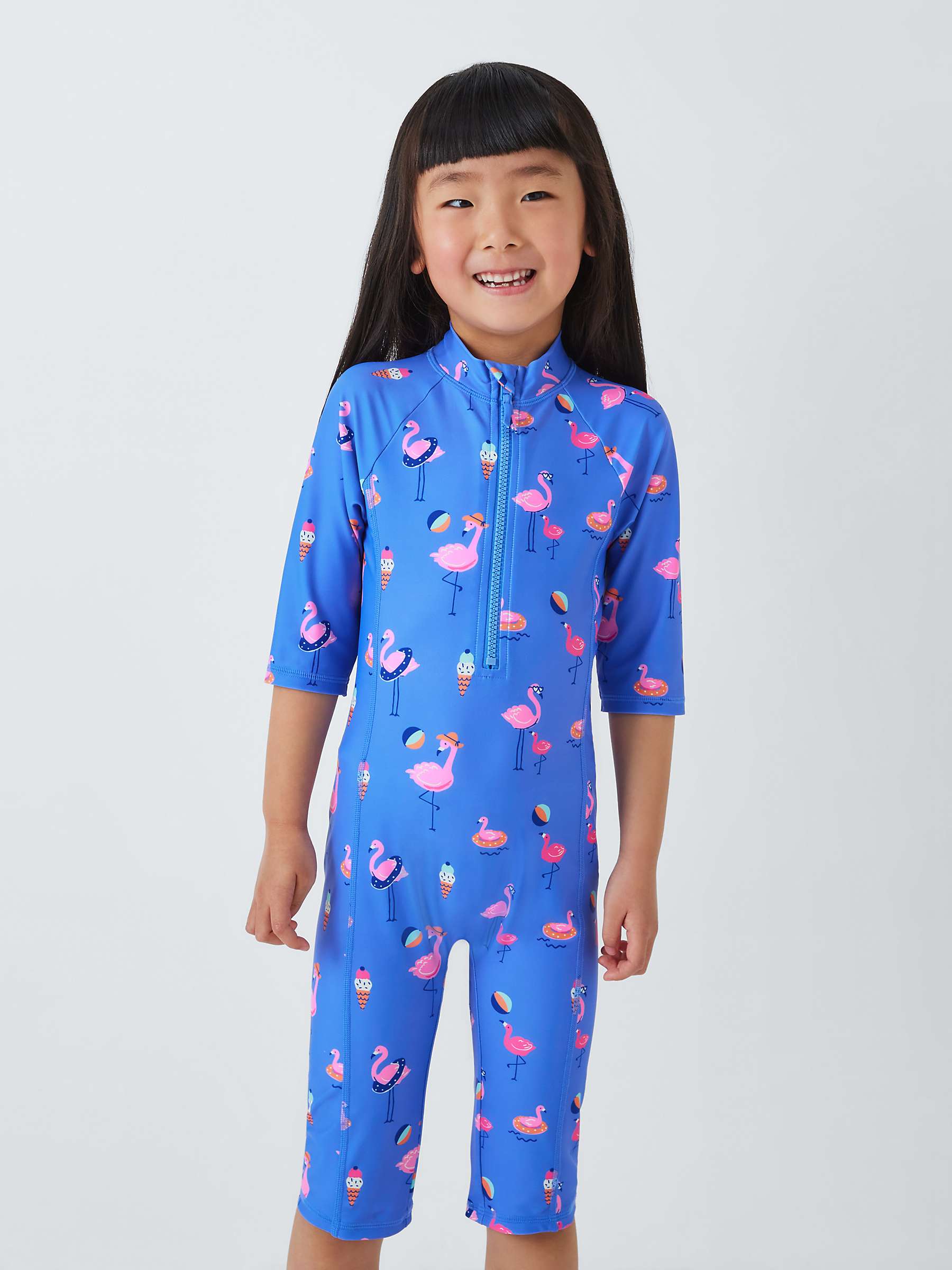 Buy John Lewis Kids' Flamingo Sunpro Swimsuit, Blue/Multi Online at johnlewis.com