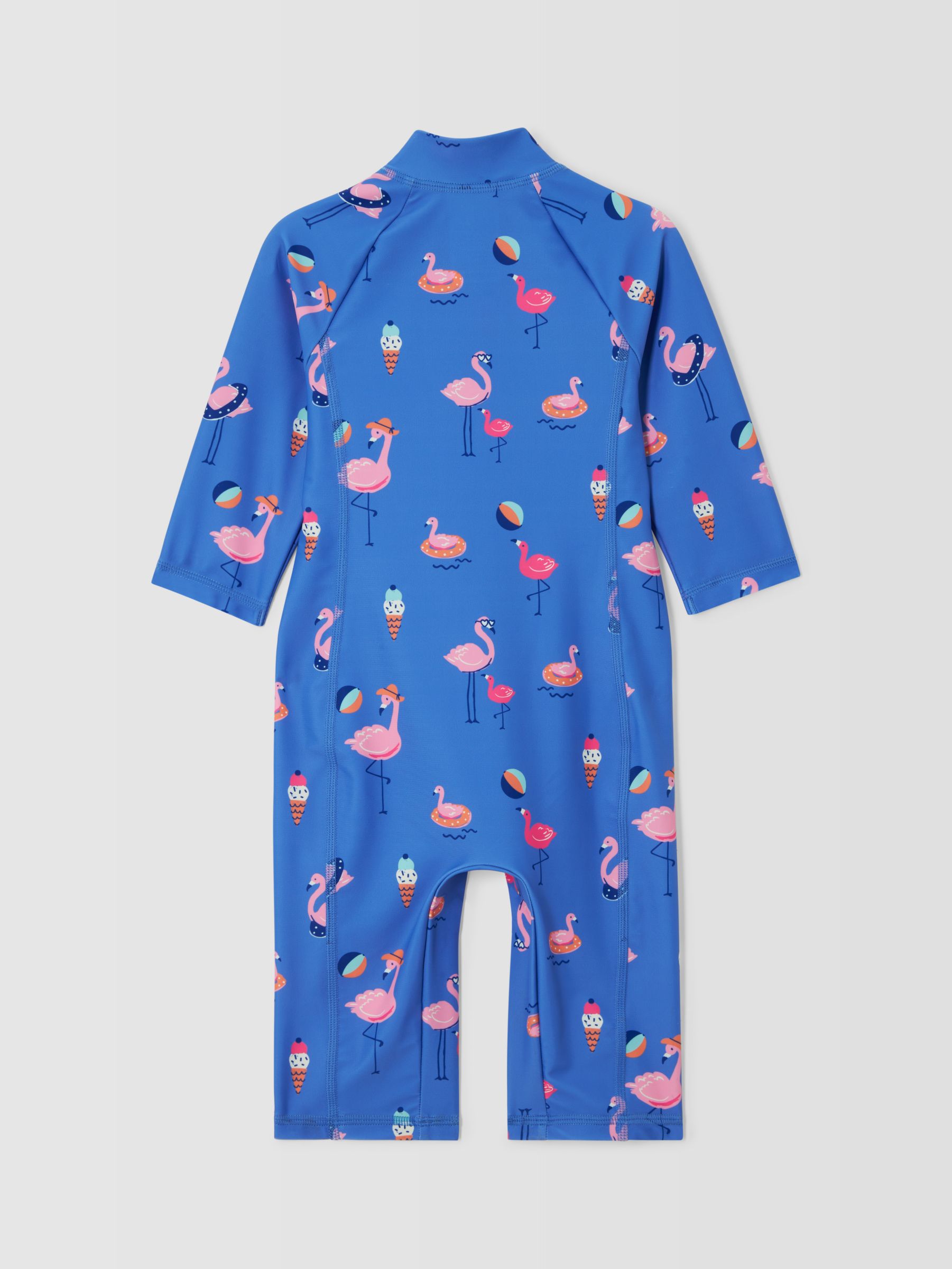 John Lewis Kids' Flamingo Sunpro Swimsuit, Blue/Multi, 9 years