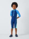 John Lewis Kids' Colourblock Sunpro Swimsuit, Blue/Multi