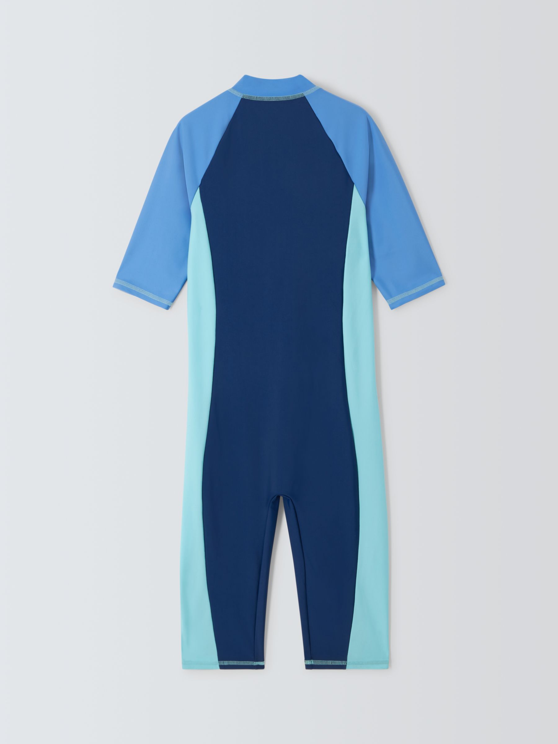John Lewis Kids' Colourblock Sunpro Swimsuit, Blue/Multi, 7 years