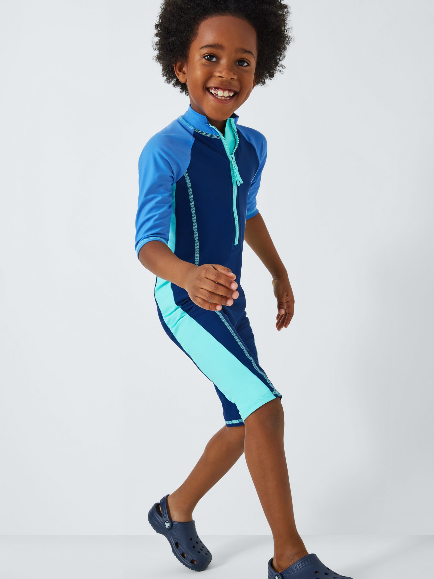 Buy John Lewis Kids' Colourblock Sunpro Swimsuit, Blue/Multi Online at johnlewis.com