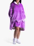 Ony Unisex Sherpa Lined Fleece Hoodie Blanket, Purple/White
