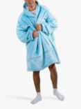 Ony Unisex Sherpa Lined Fleece Hoodie Blanket, Blue/White