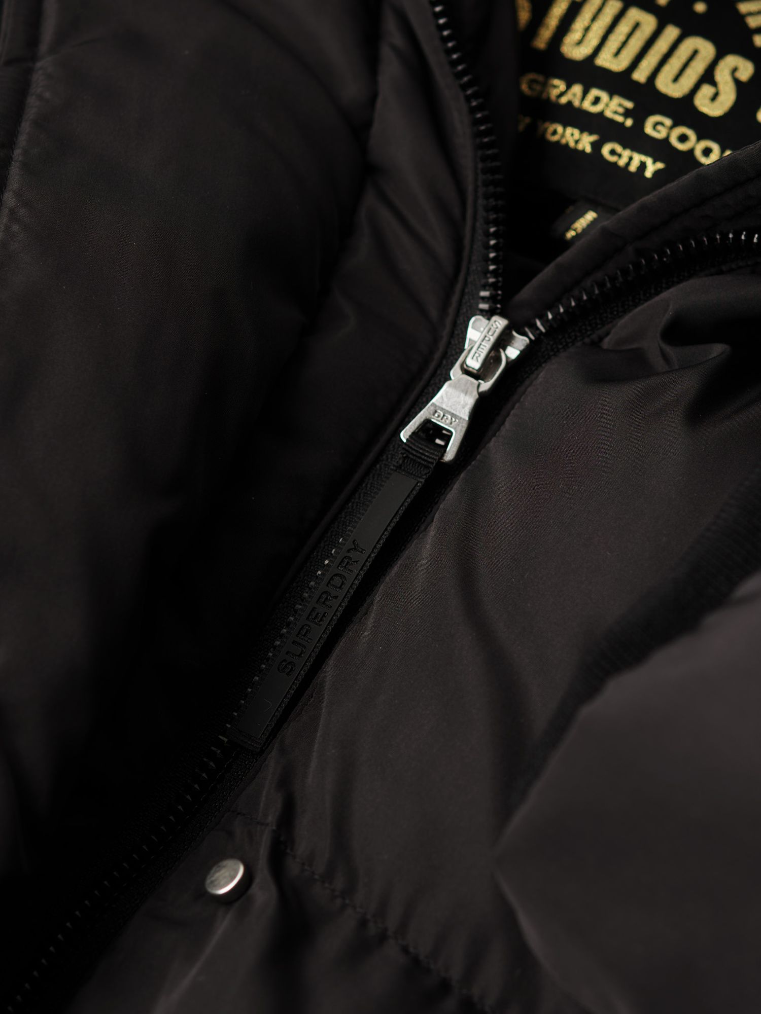 Superdry Maxi Hooded Puffer Coat, Black at John Lewis & Partners
