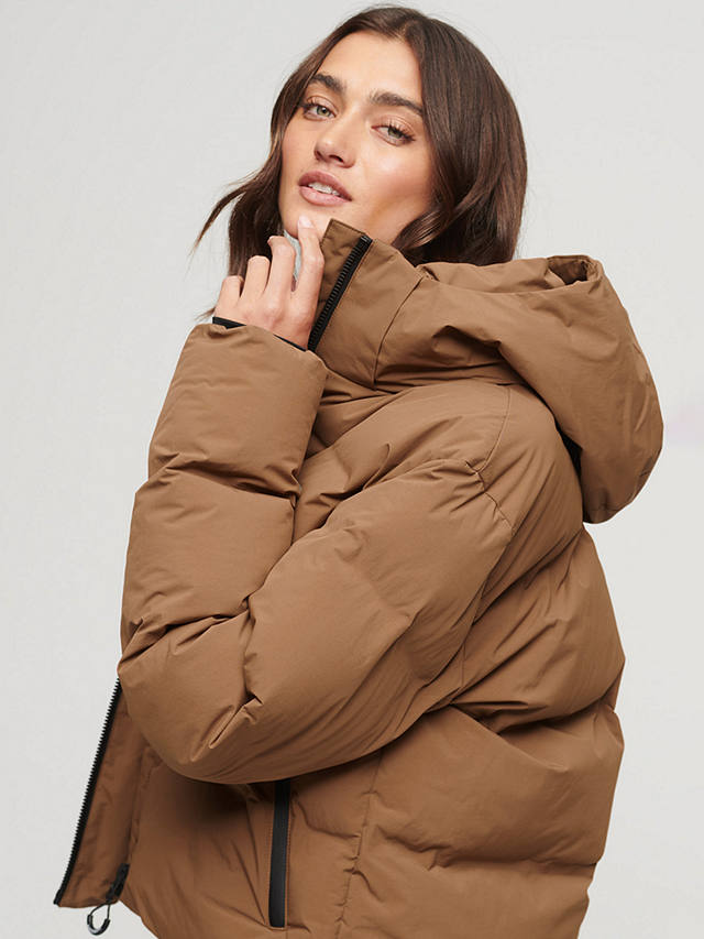 Superdry Hooded Boxy Puffer Jacket, Rawhide Brown